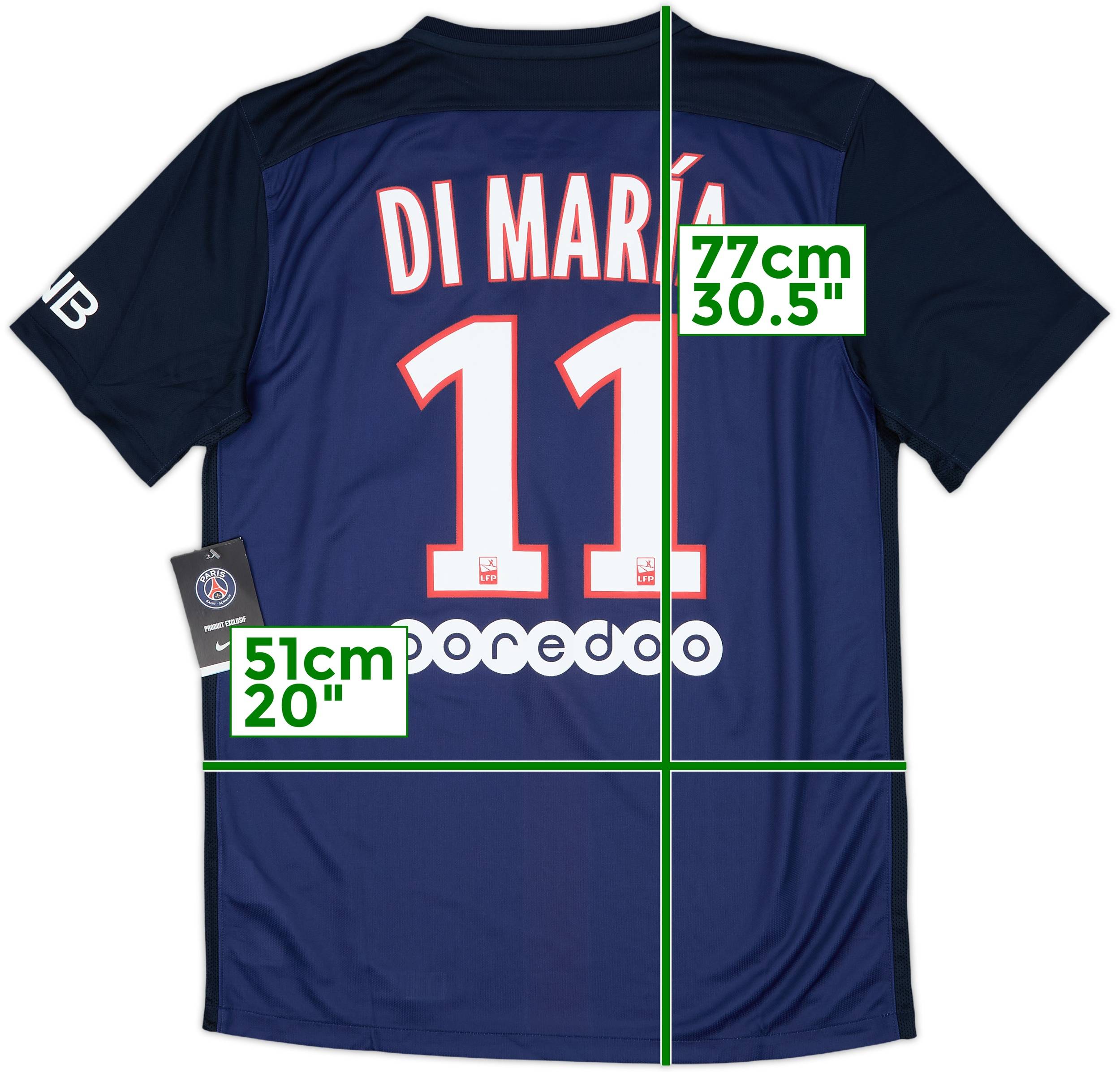パリ・サンジェルマン DI MARÍA 11 2015-16 Paris Saint-Germain Home Shirt Di Maria #11 (M)