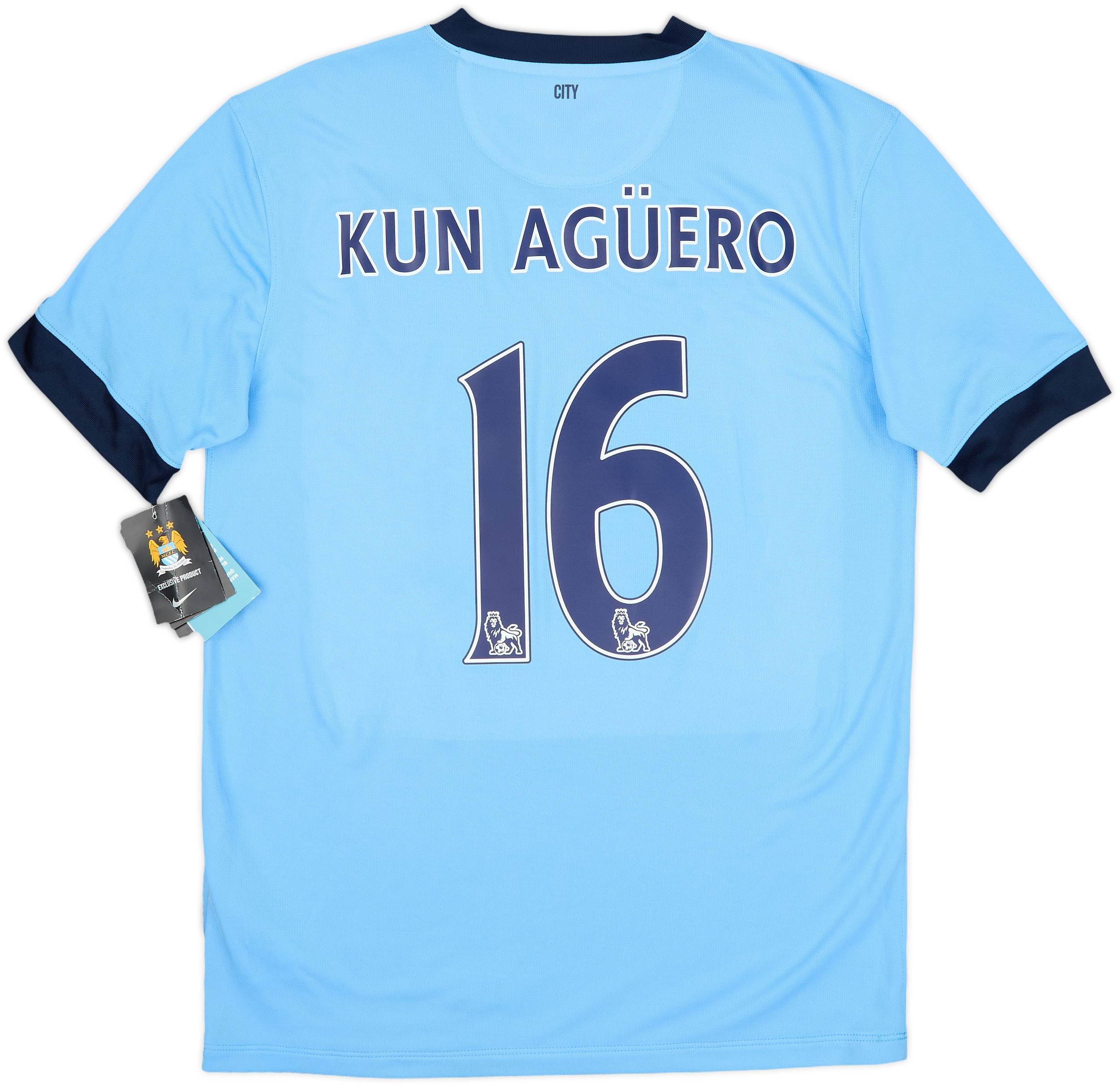 マンチェスター・シティ KUN AGÜERO 16 シャツ M 2014-15 Manchester City Home Shirt Kun Aguero #16 (M)