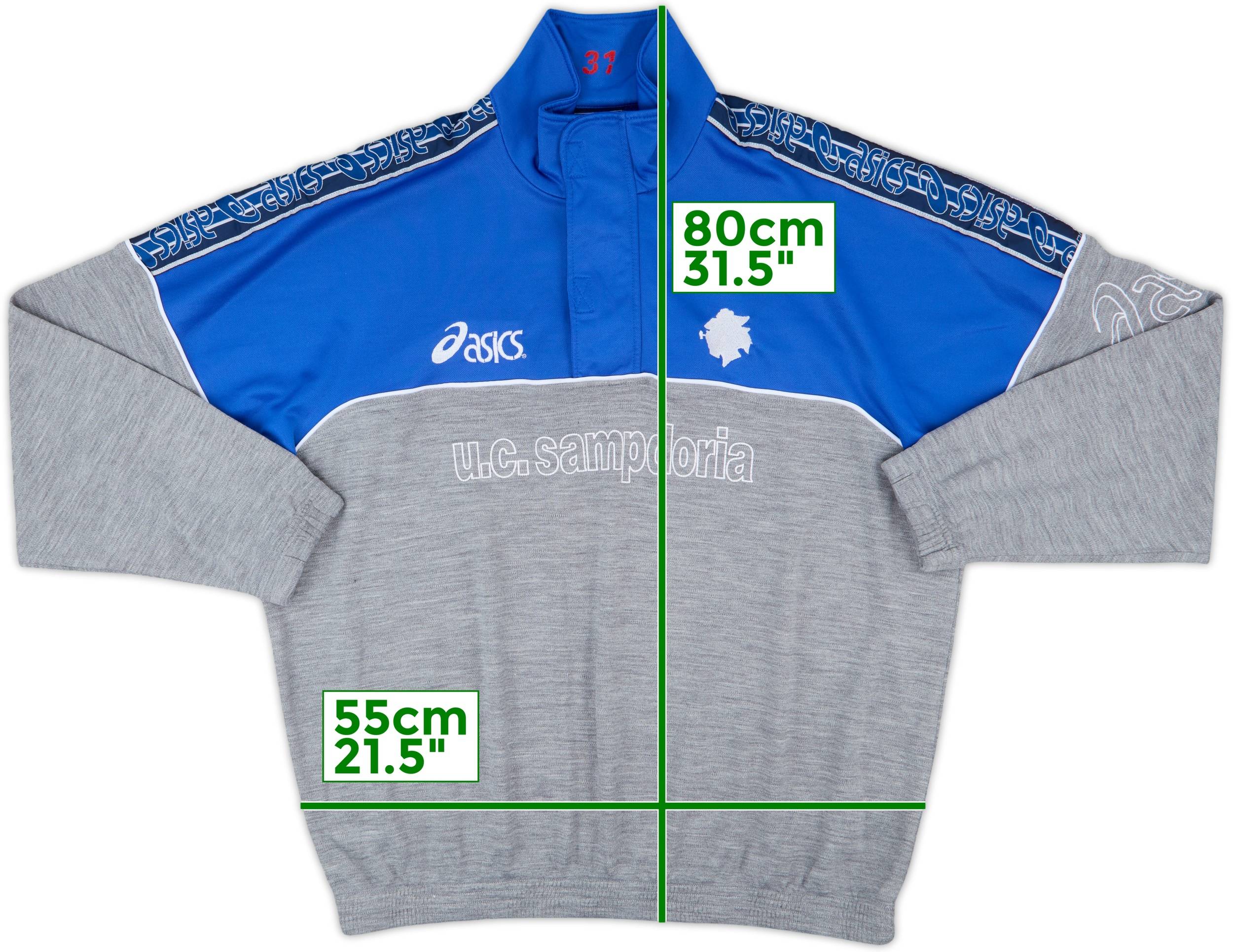 1992-94 Sampdoria Asics 1/4 Zip Track Jacket - 7/10 - (XL)