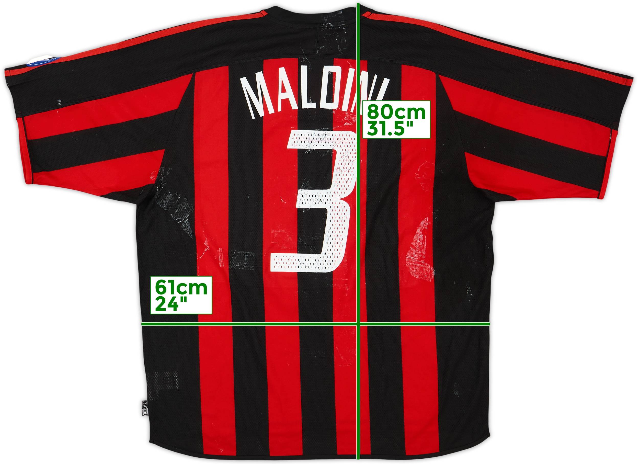 【希少レア】00s AC Milan Soccer Shirt Maldini 2003-04 AC Milan Home Shirt Maldini #3 - 4/10 - (XL)