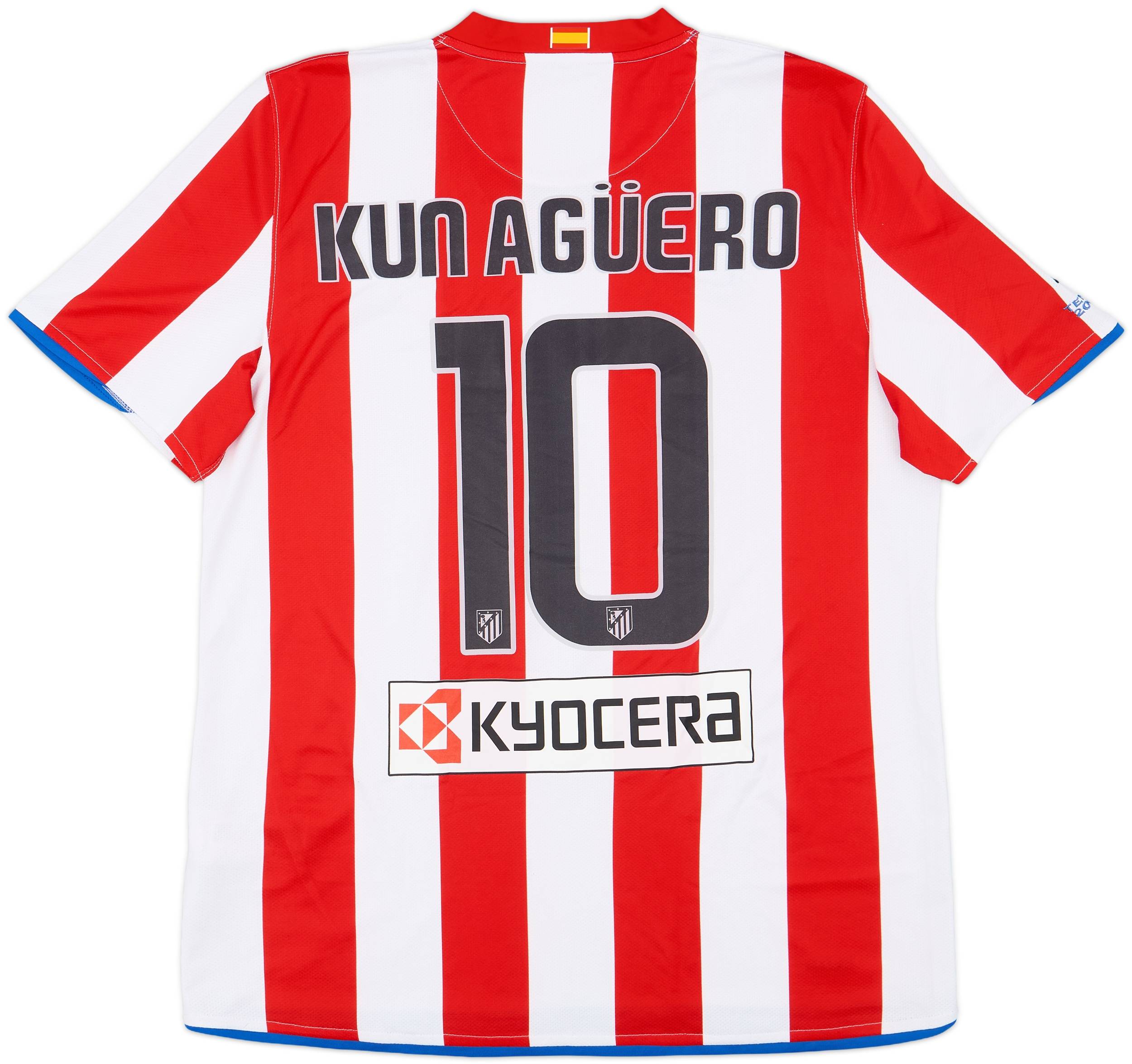 2008-09 Atletico Madrid Home Shirt Kun Aguero #10 - 8/10 - (L)