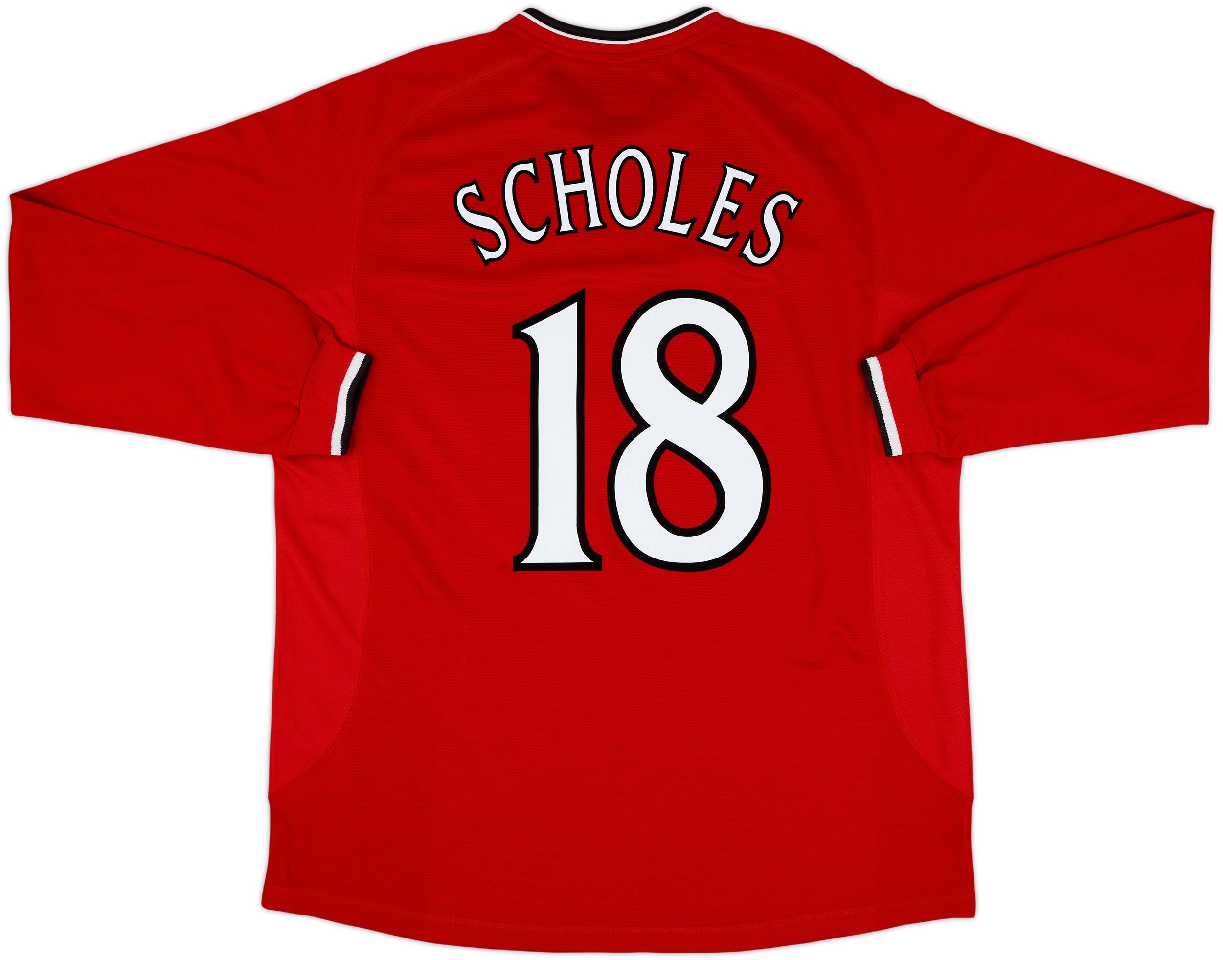 2000-02 Manchester United Home L/S Shirt Scholes #18 - 10/10 - (XXL)