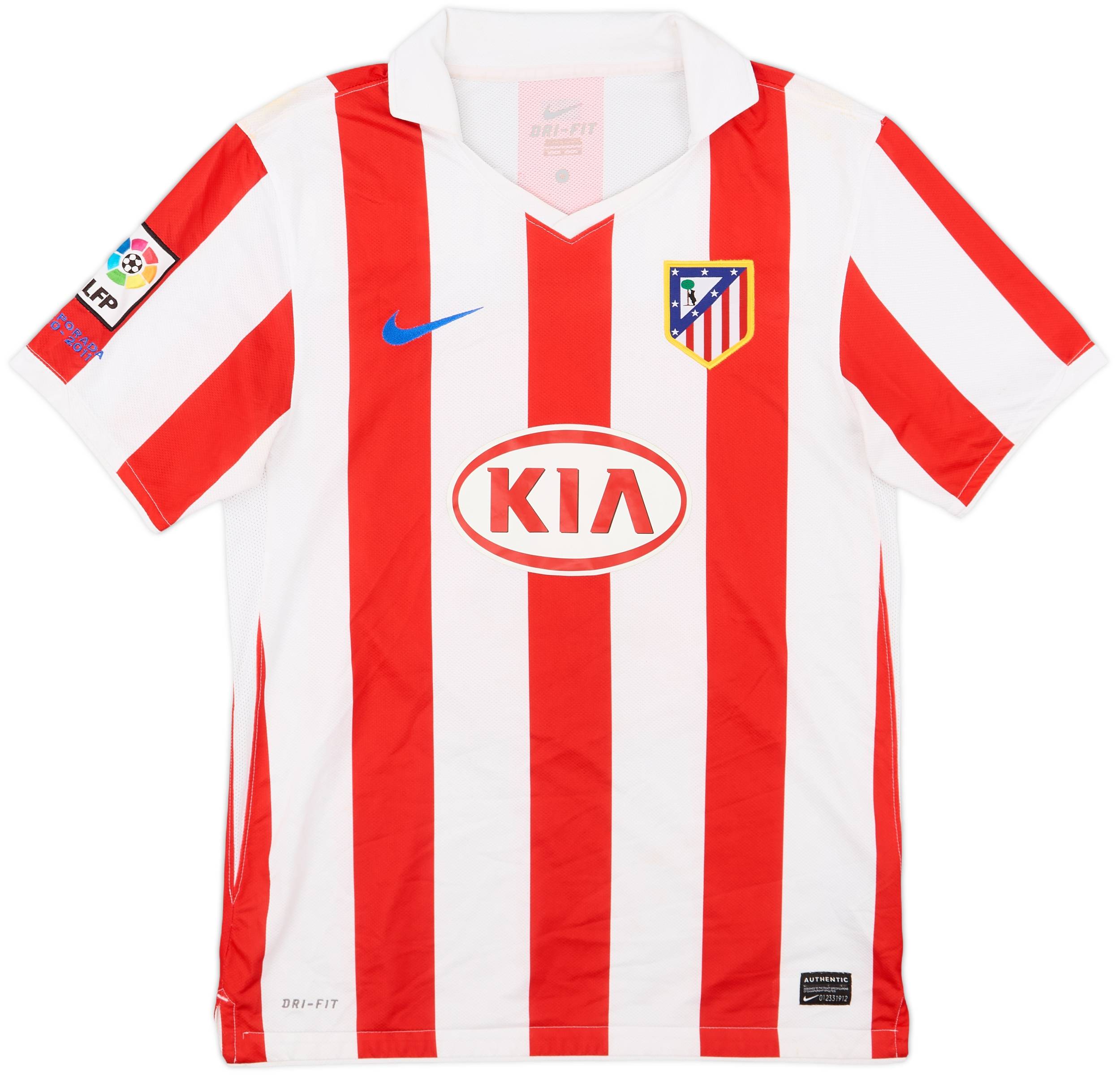 2010-11 Atletico Madrid Home Shirt Kun Aguero #10 - 8/10 - (M)
