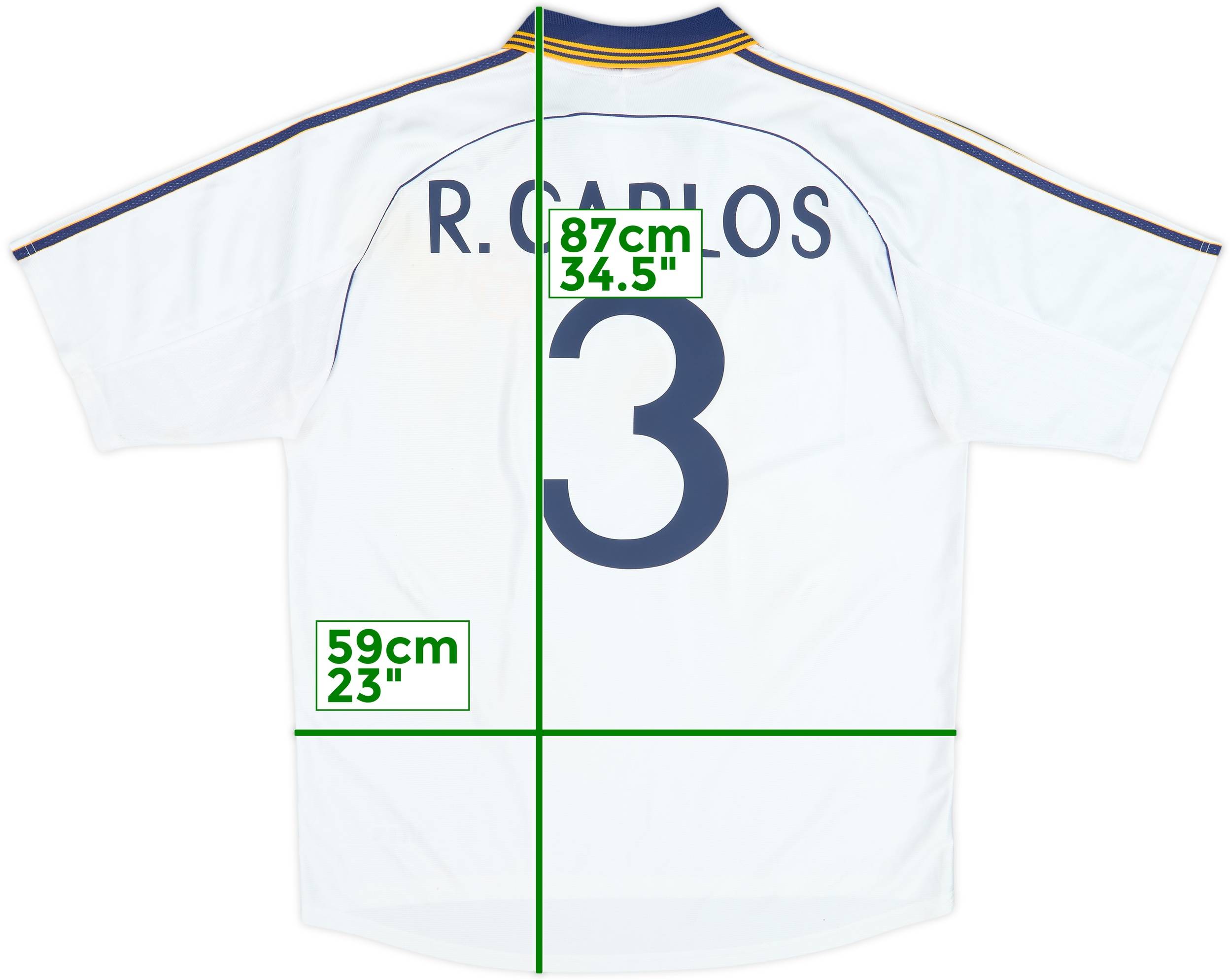 1998-00 Real Madrid Home Shirt R.Carlos #3 - 7/10 - (XL)