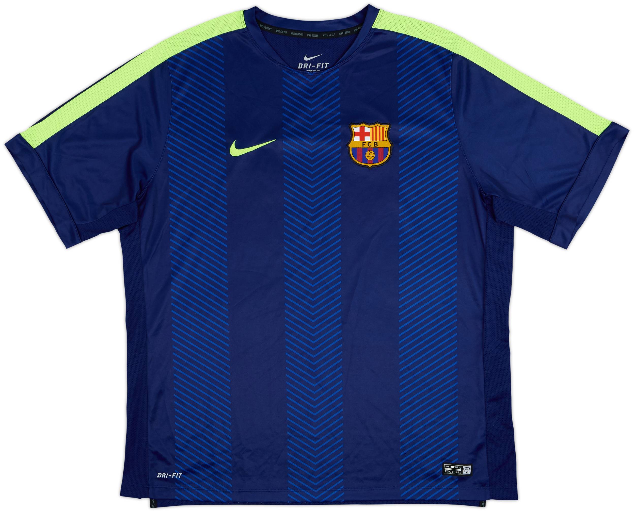 【極美品】FC Barcelona 2014 ナイキ Dri-FIT シャツ L Nike 2014 Barcelona FC Qatar Airways Dri-Fit Neon Yellow