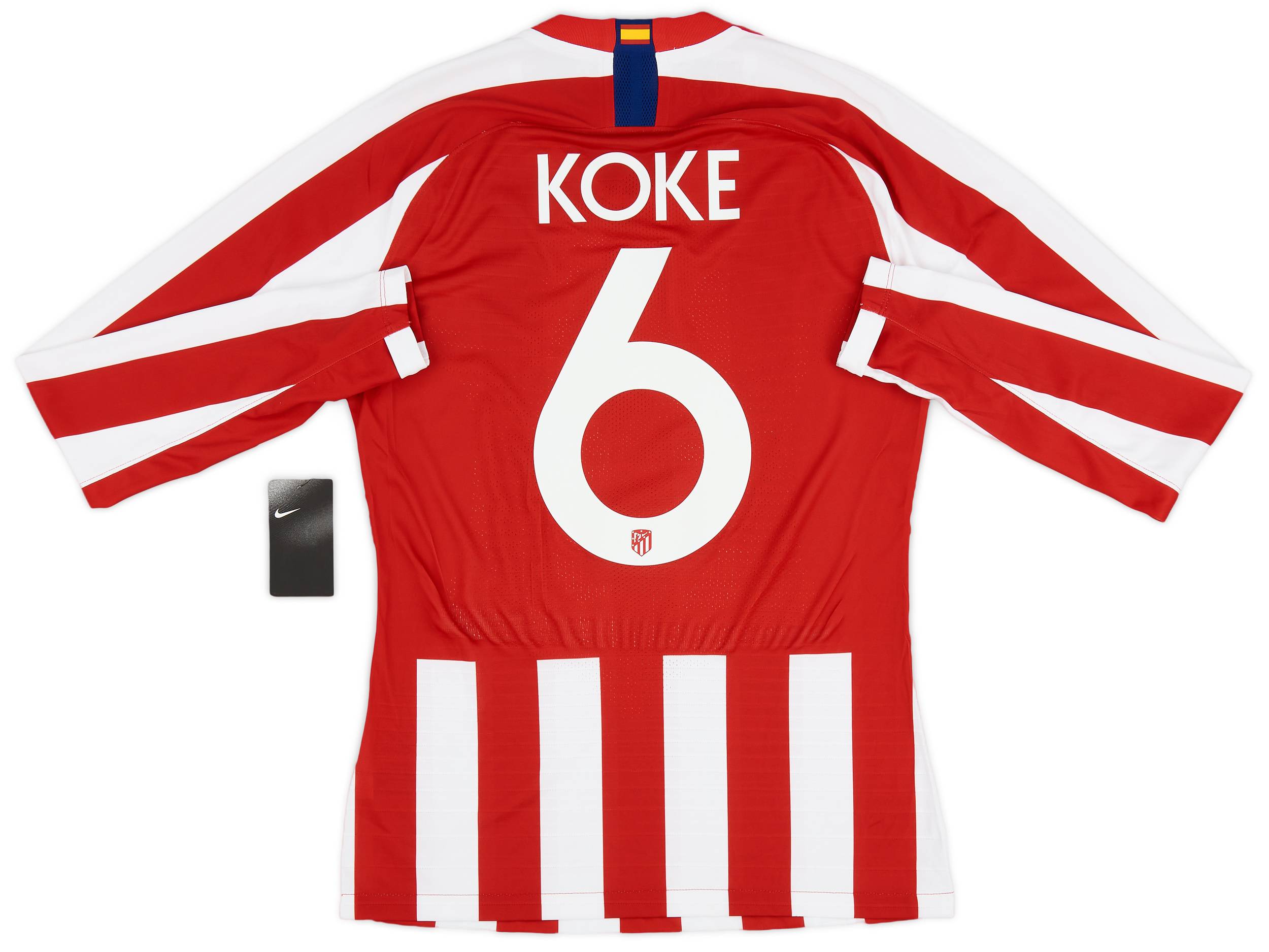 2019-20 Atletico Madrid Player Issue Vaporknit Domestic Home L/S Shirt Koke #6 (S)