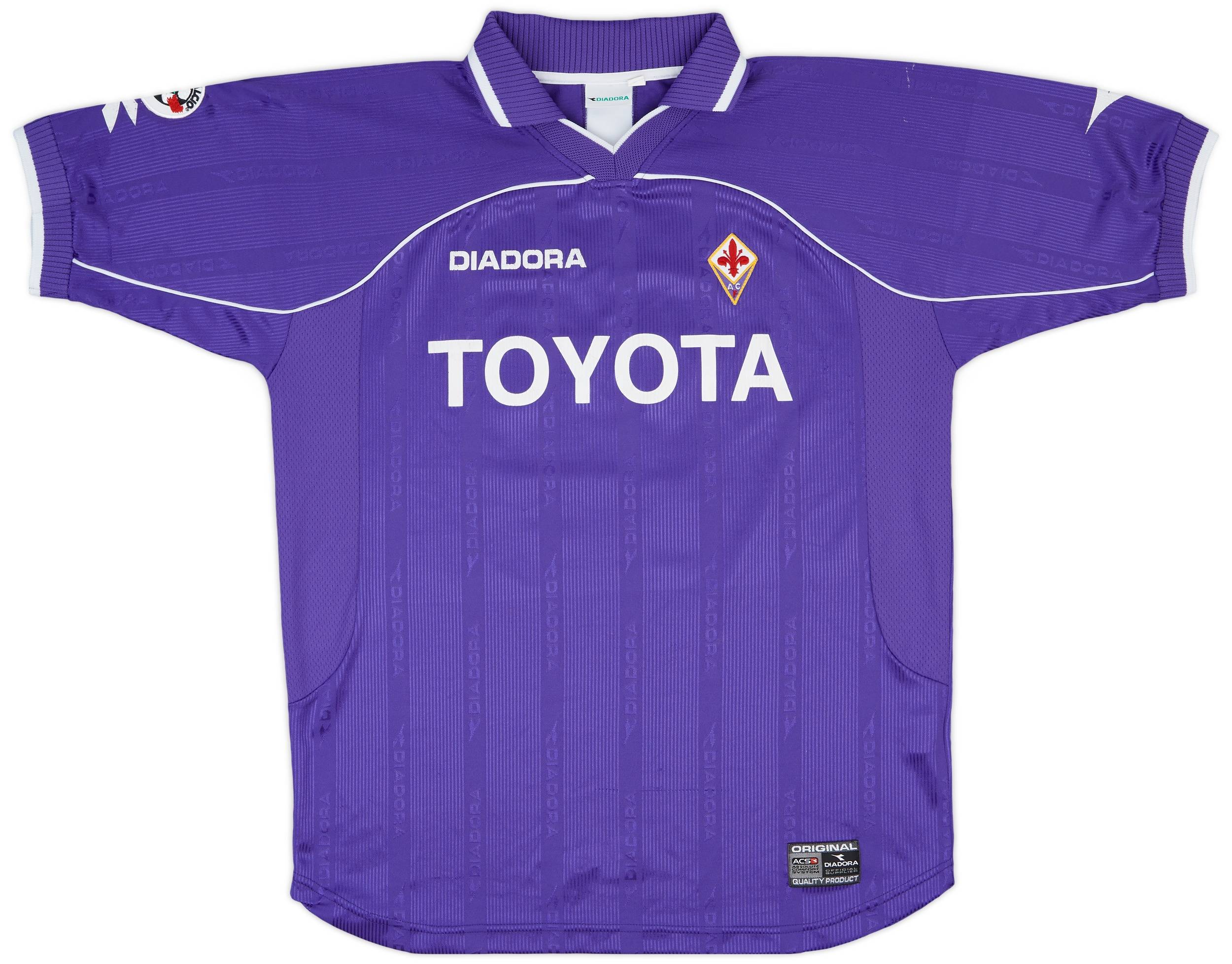 2000-01 Fiorentina Match Issue Home Shirt Vanoli #14