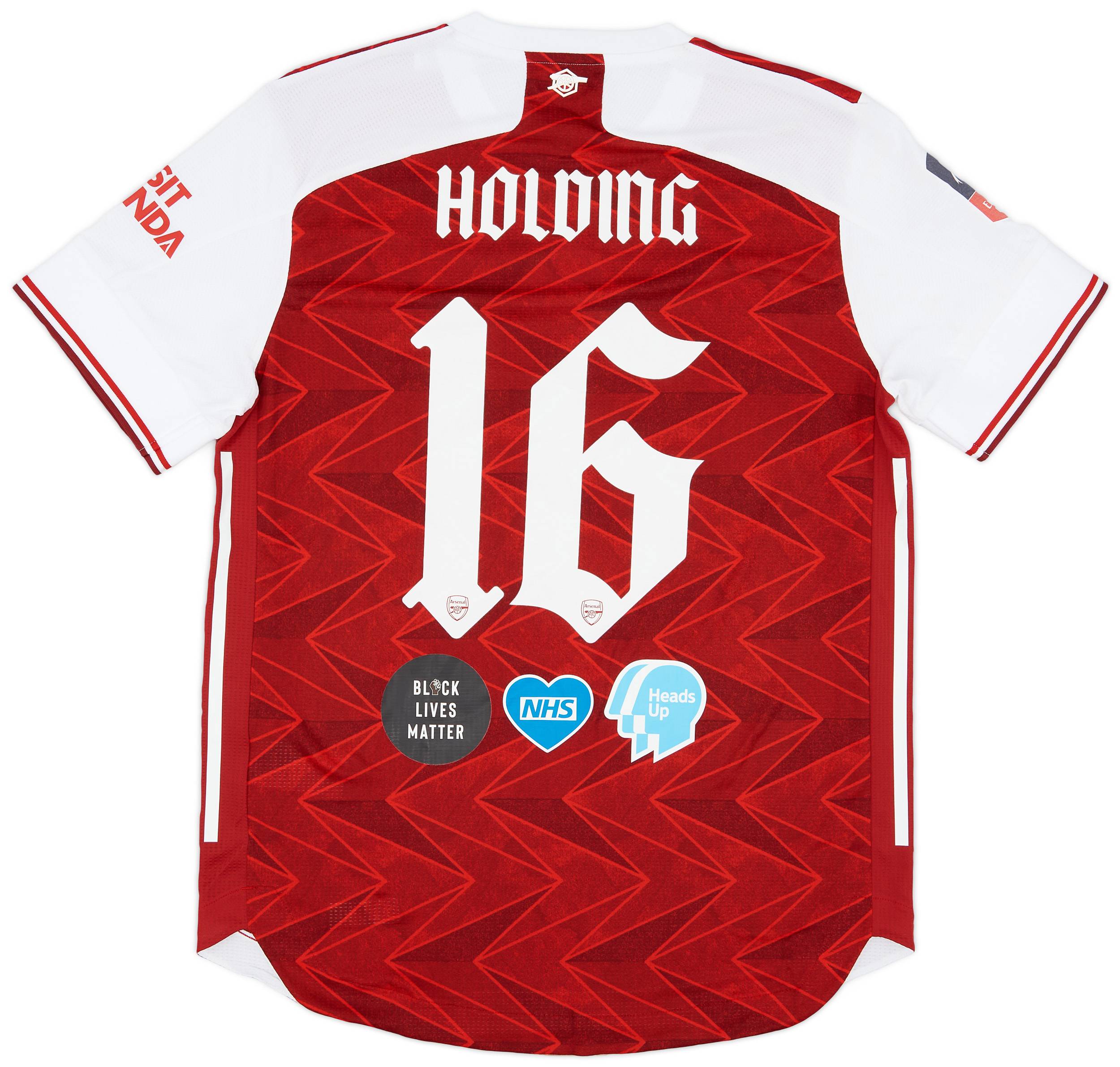 2020 Arsenal Match Issue FA Cup Final Home Shirt Holding #16
