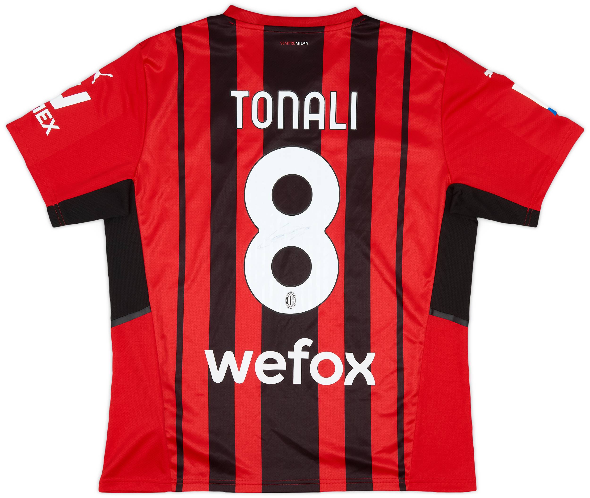 2021-22 AC Milan Signed Home Shirt Tonali #8 - 9/10 - (L)