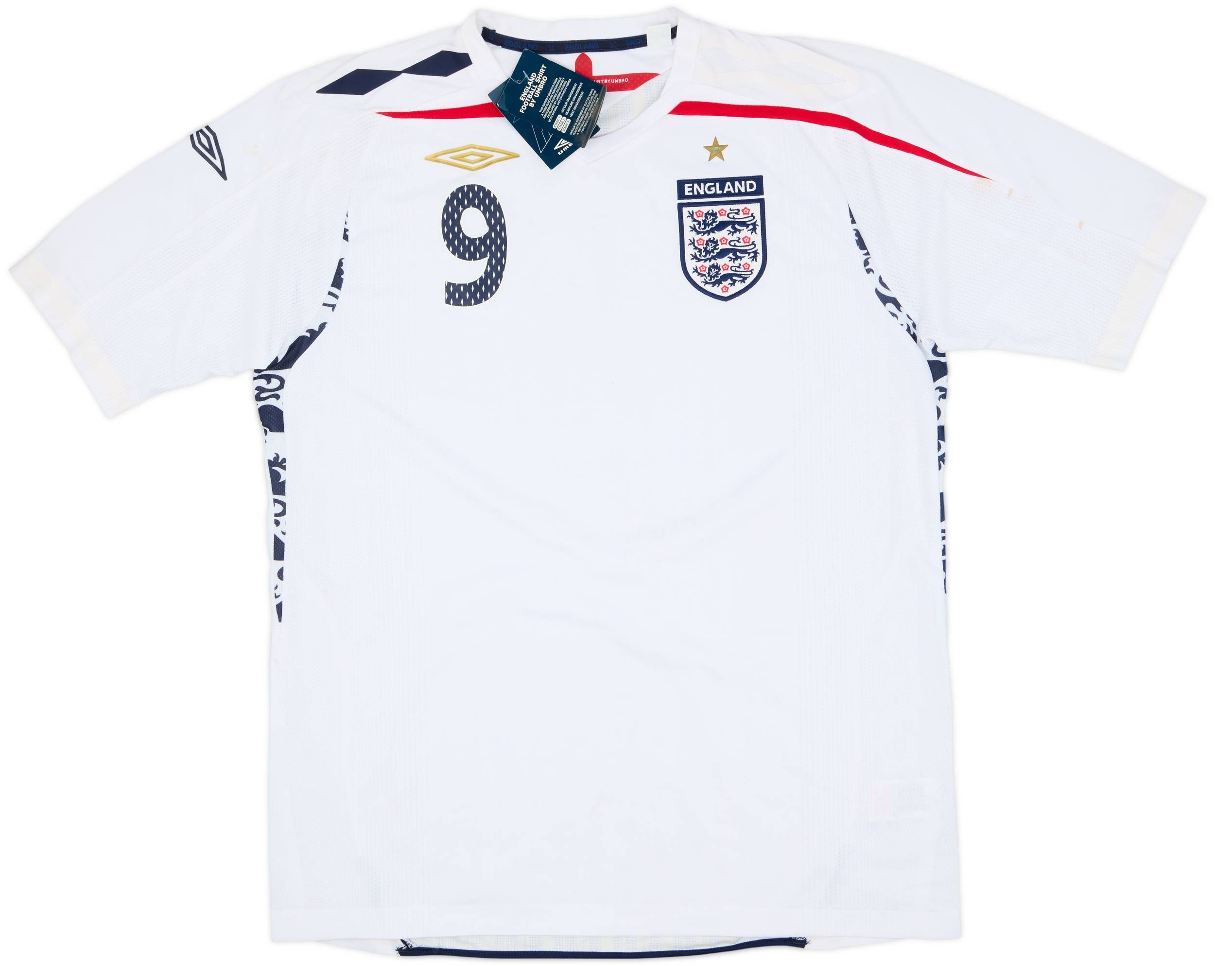 2007-09 England Home Shirt Rooney #9 (L)