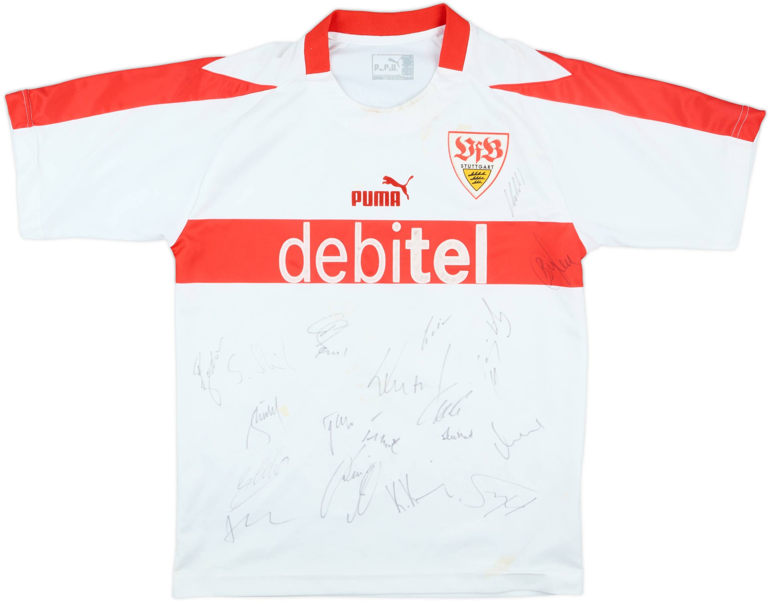 2002-03 Stuttgart Match Issue Squad Signed Home Shirt #18
