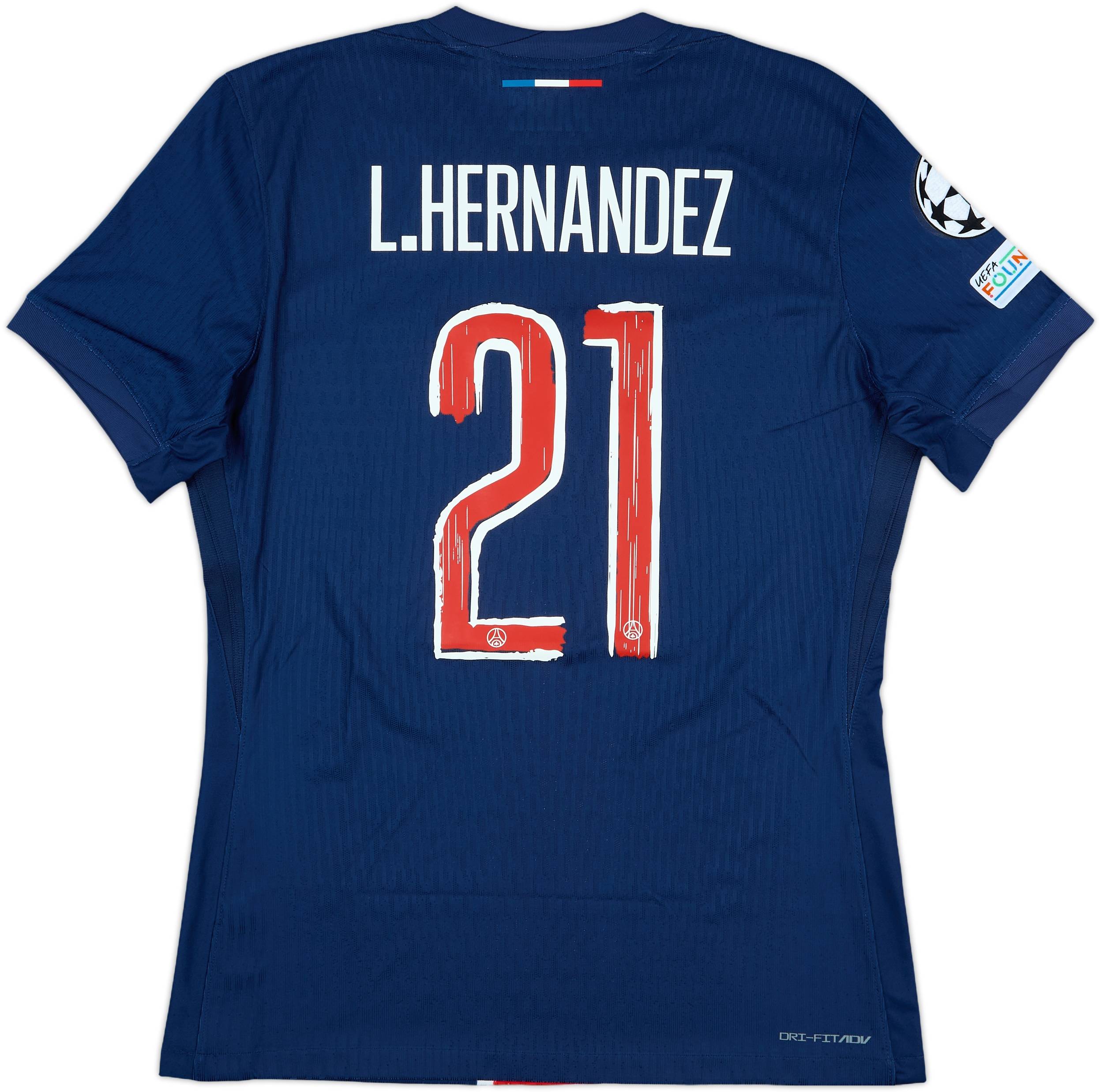 2024-25 Paris Saint-Germain Match Issue Champions League Home Shirt L. Hernandez #21