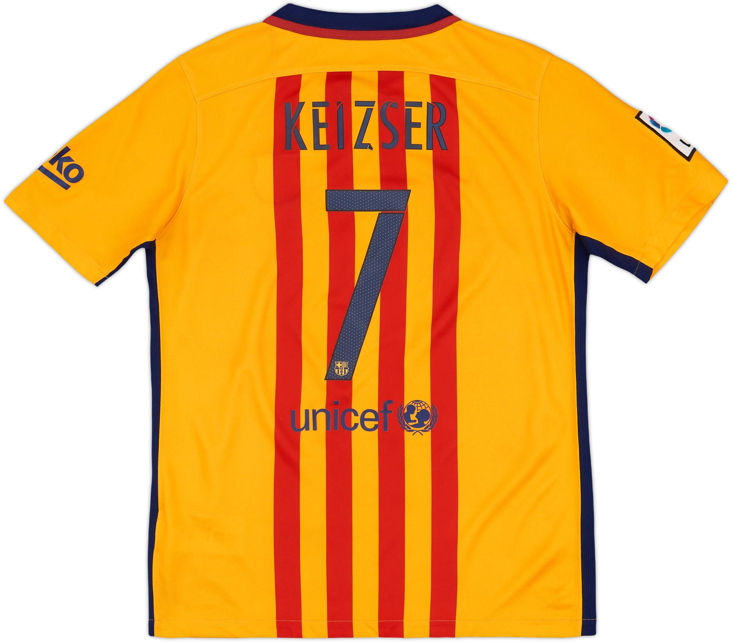 2015-16 Barcelona Away Shirt Keizser #7 - 7/10 - (XL.Boys)