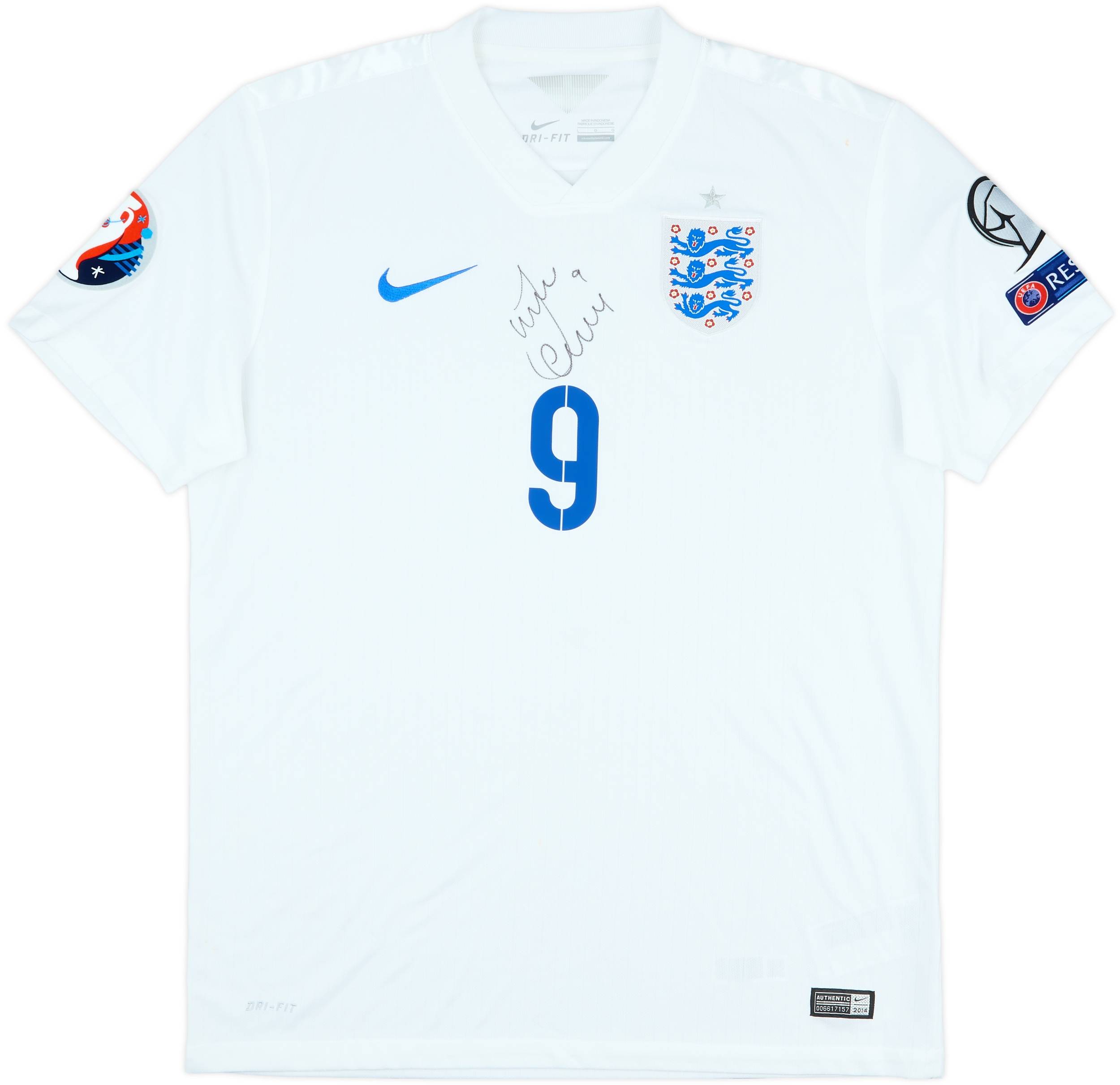 2014-15 England Signed Home Shirt Vardy #9