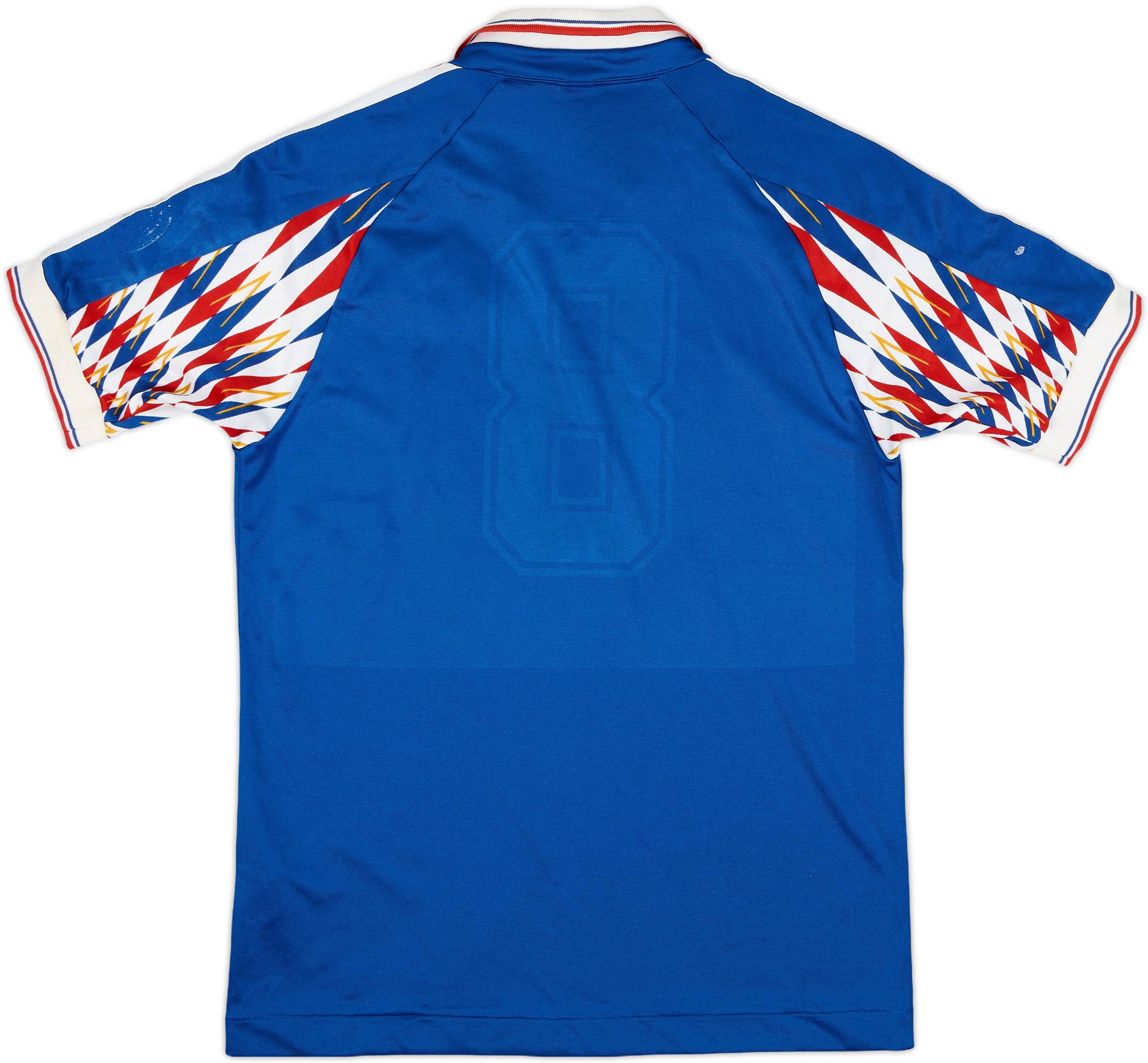 【US規格】希少 kappa JOHOR harimau サッカーシャツ ブルー 1992-93 Yokohama Marinos Home Shirt - 7/10 - (S)