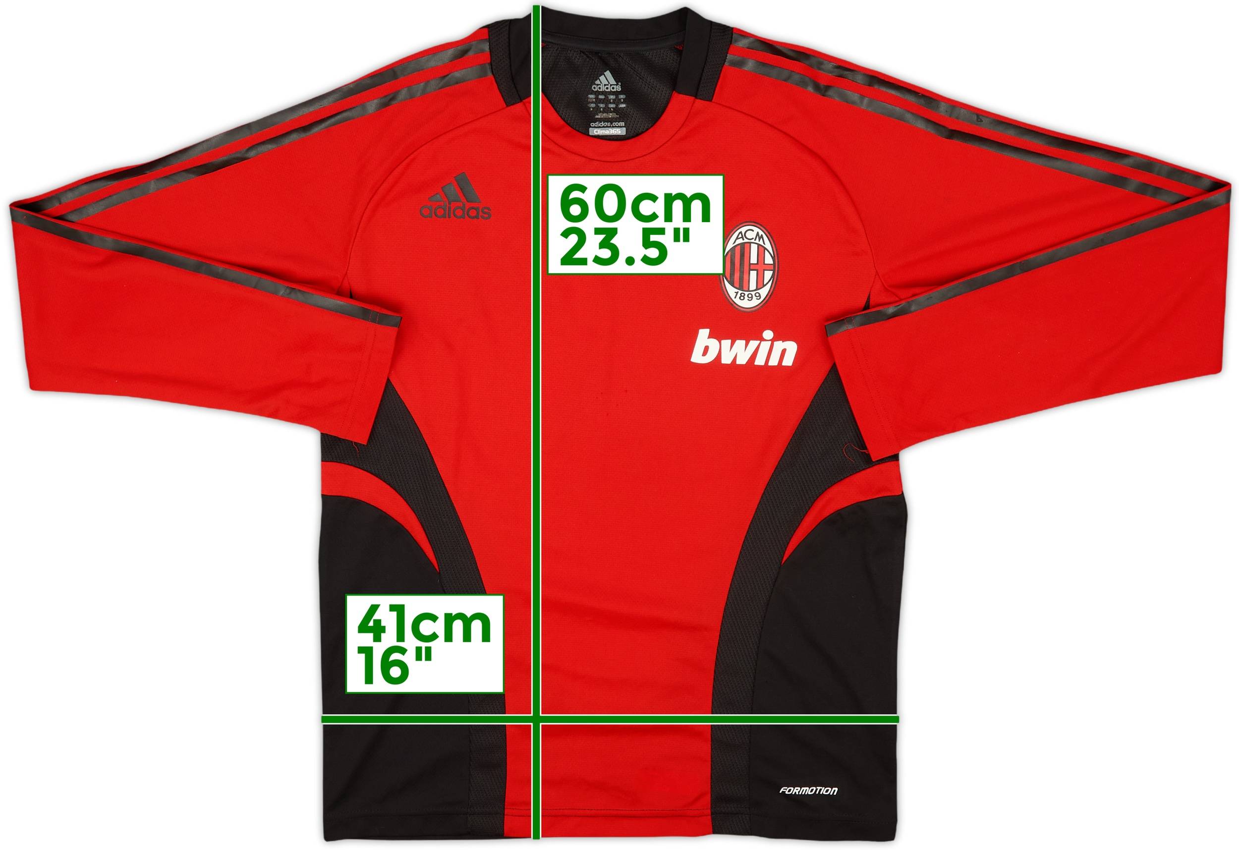 2008-09 AC Milan adidas Formotion Training L/S Shirt - 8/10 2008-09 AC Milan adidas Formotion Training L/S Shirt - 8/10