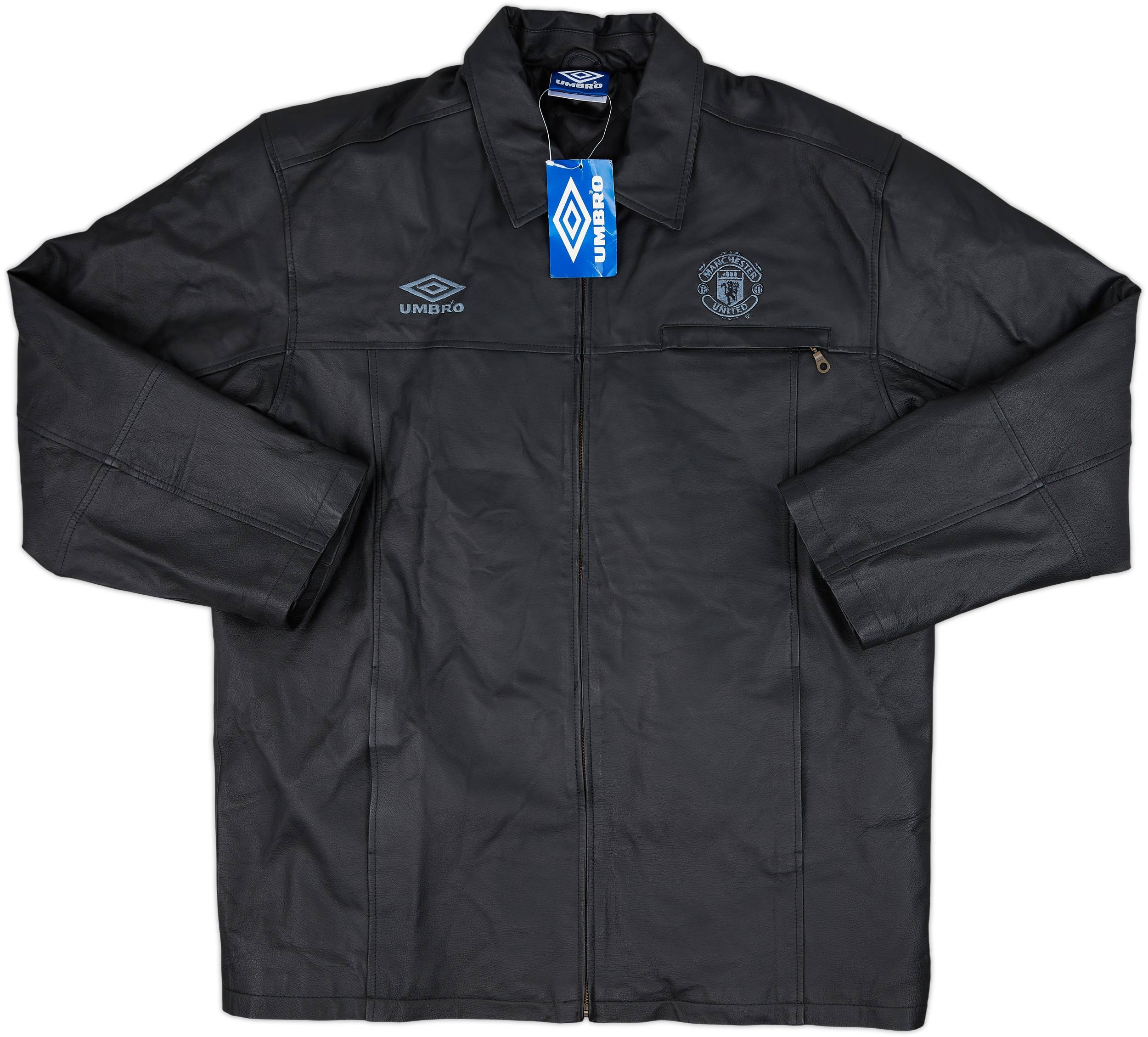1994-96 Manchester United Umbro Leather Bomber Jacket (L)