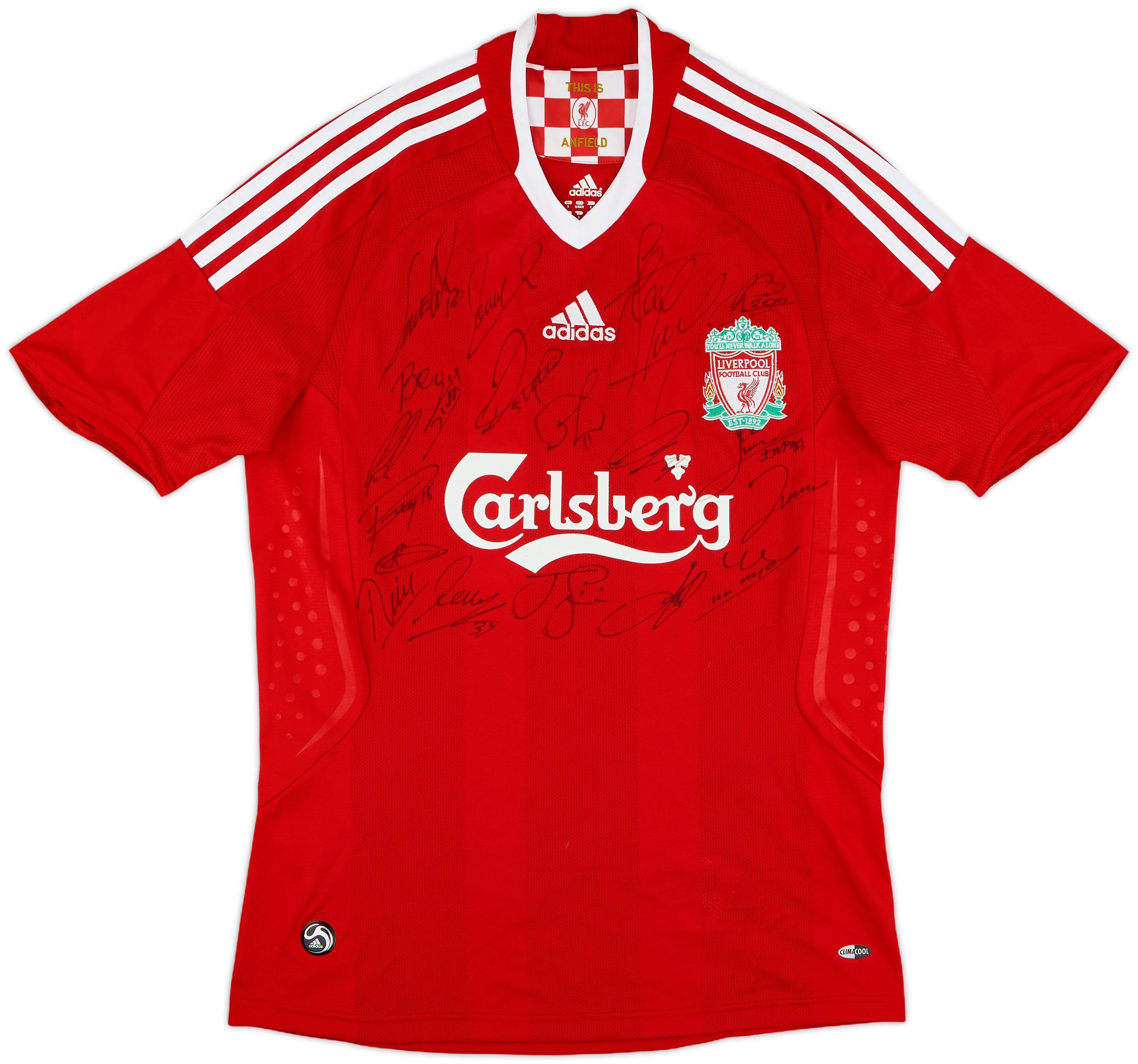 2008-10 Liverpool Signed Home Shirt - 10/10 - (S)