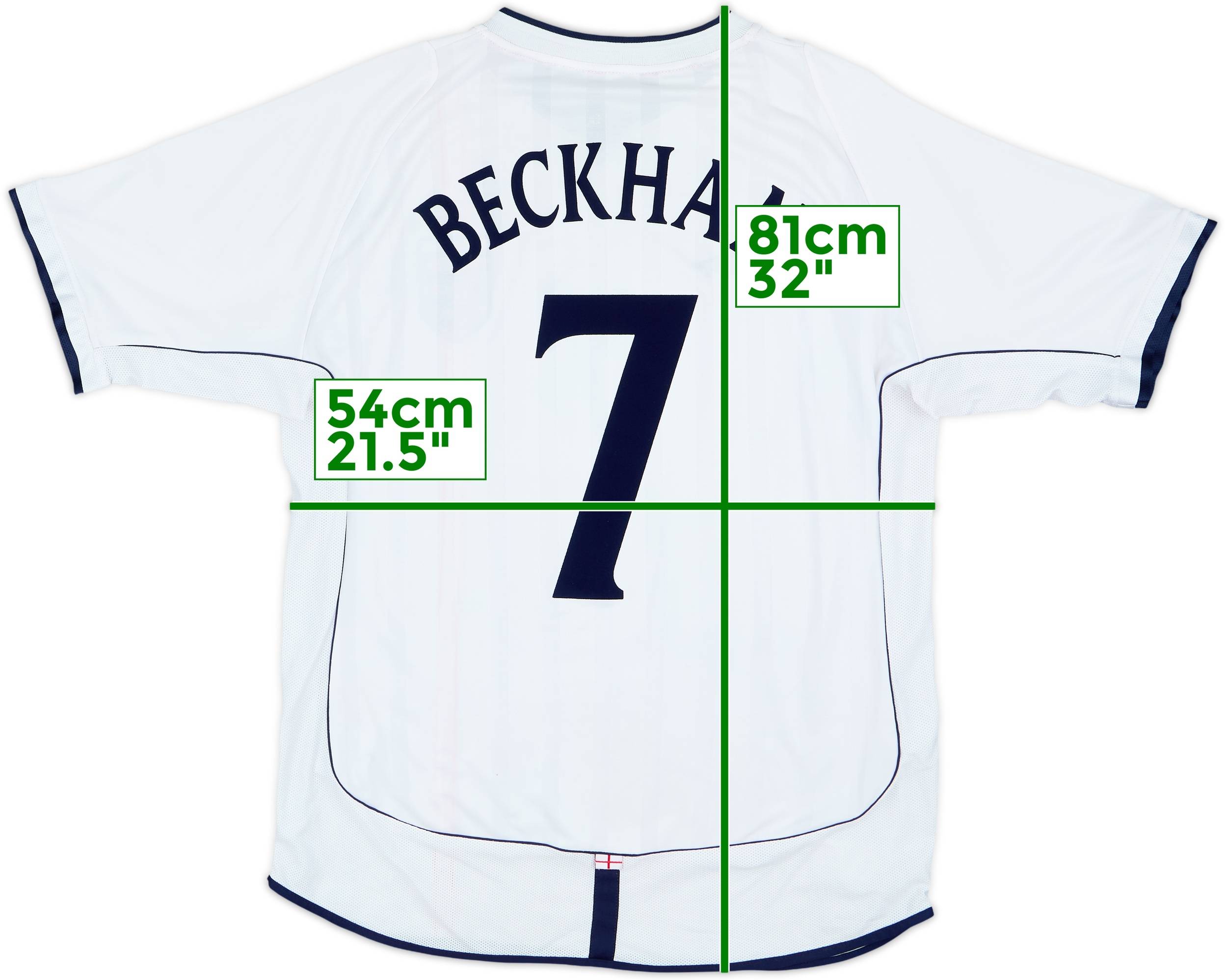 2001-03 England Home Shirt Beckham #7 - 5/10 - (XL)