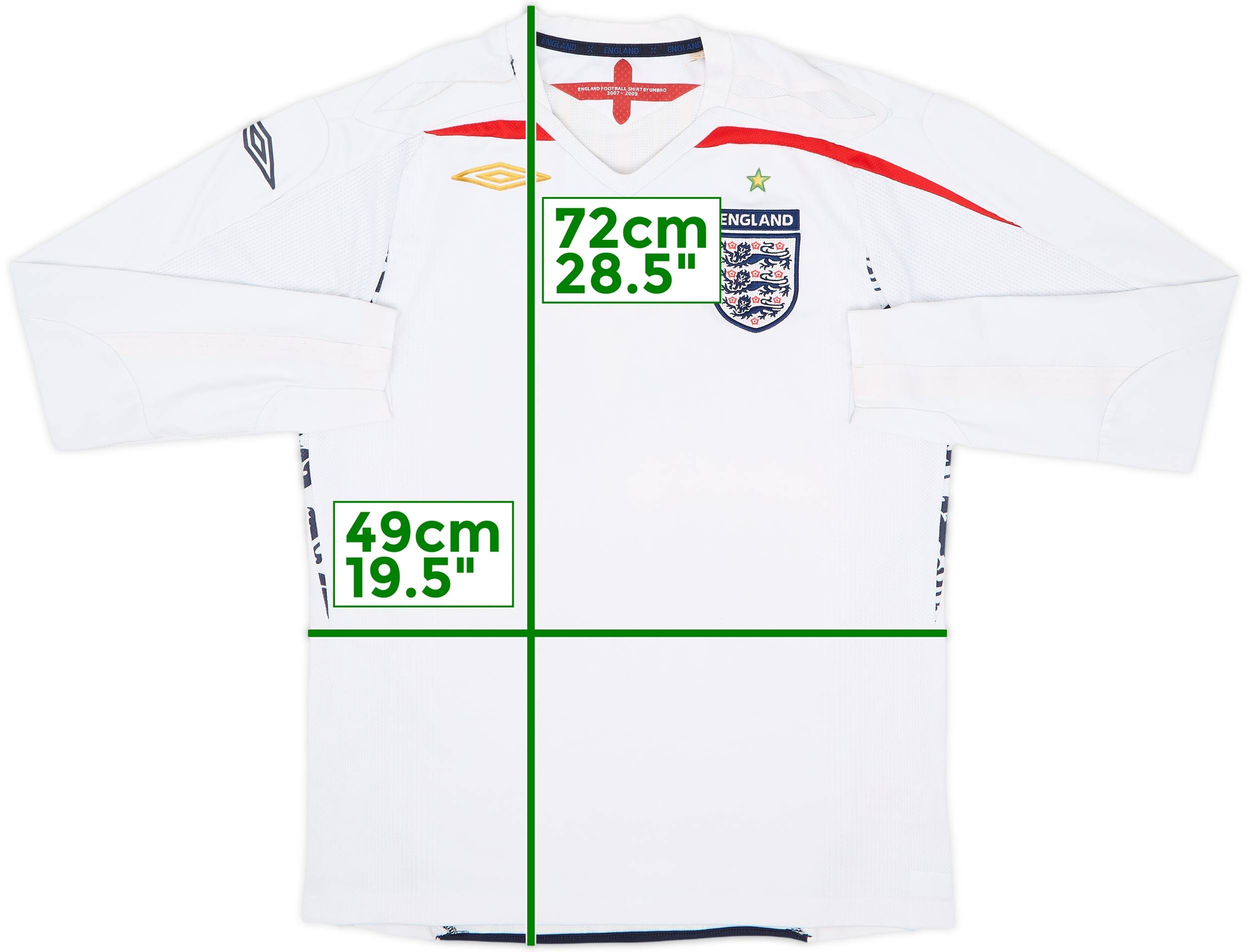 2007-09 England Home L/S Shirt - 4/10 - (M)