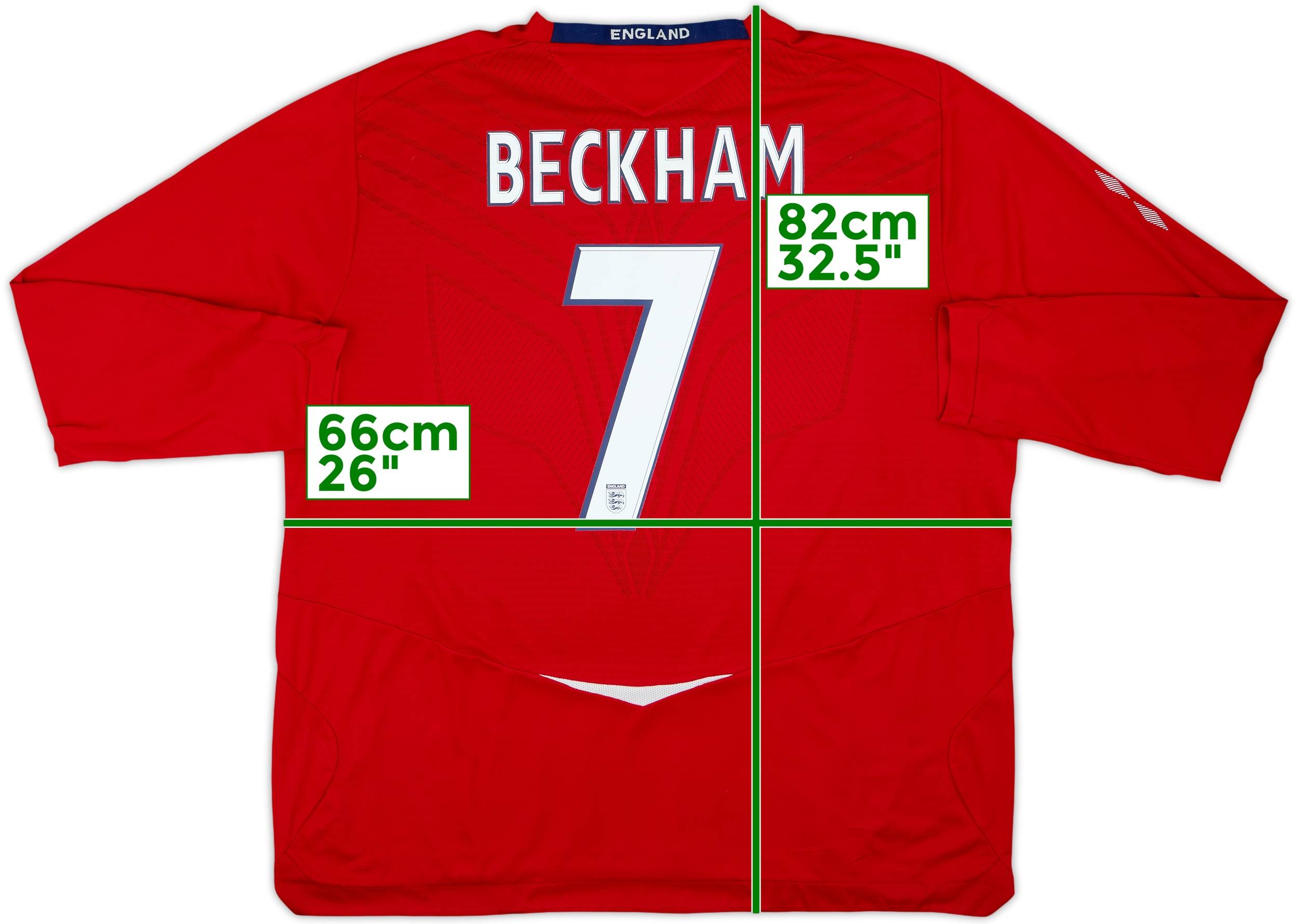 2008-10 England Away L/S Shirt Beckham #7 - 8/10 - (3XL)