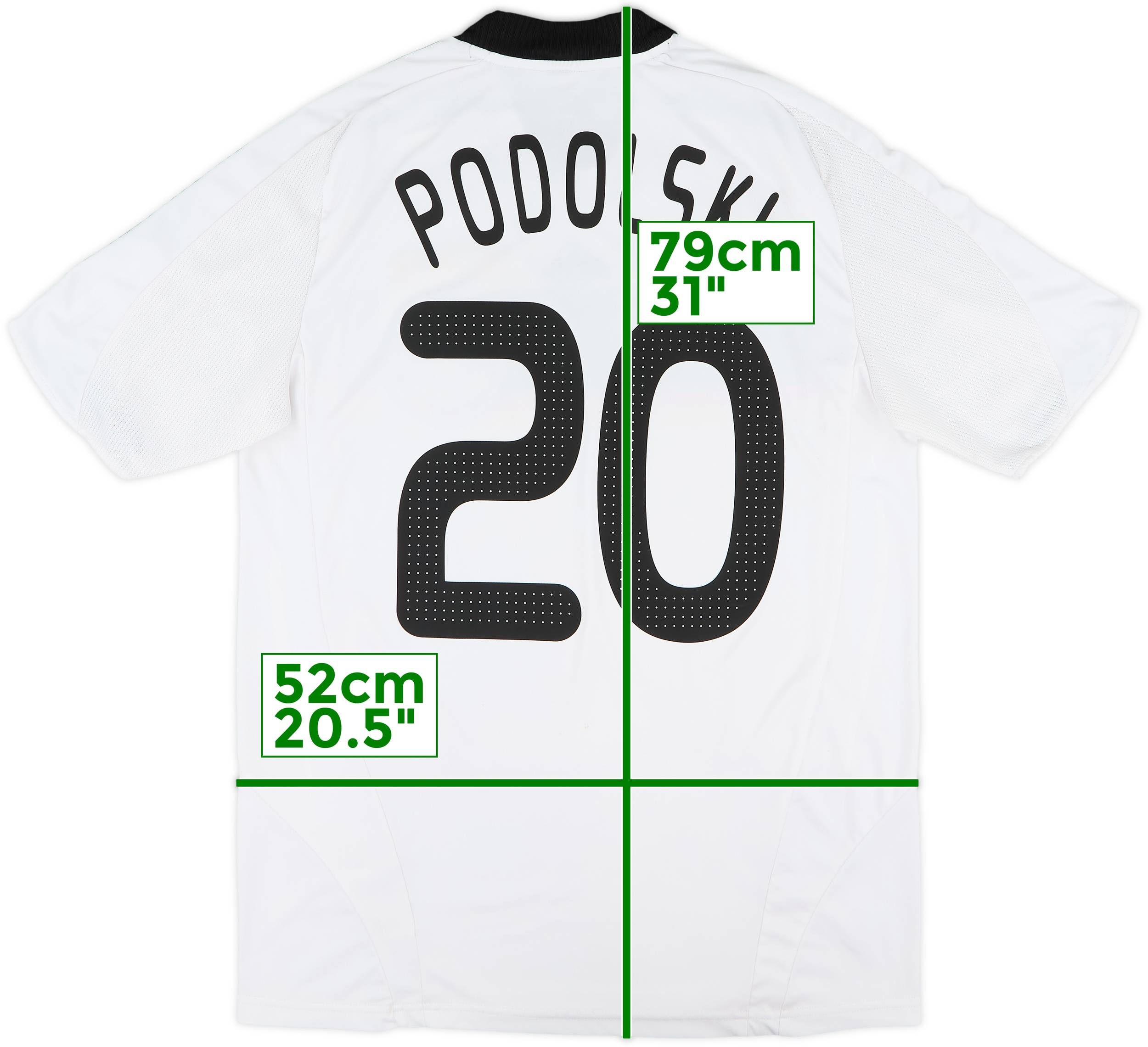 adidas PODOLSKI 20 ホワイトシャツ M 2008-09 Germany Home Shirt Podolski #20 - 6/10 - (M)