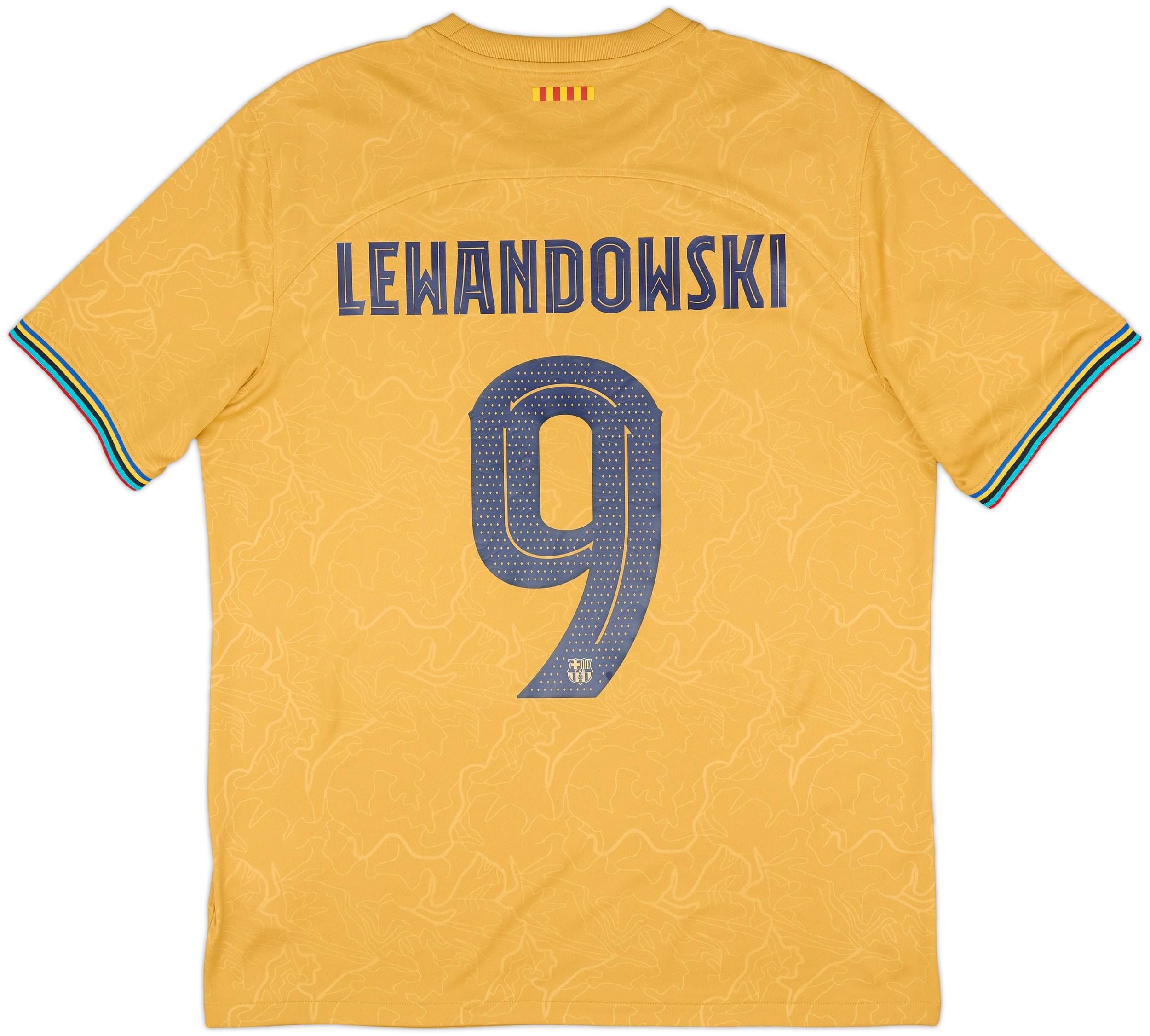 FC Barcelona LEWANDOWSKI 9番シャツ 2022-23 Barcelona Away Shirt Lewandowski #9 - 7/10 - (L)