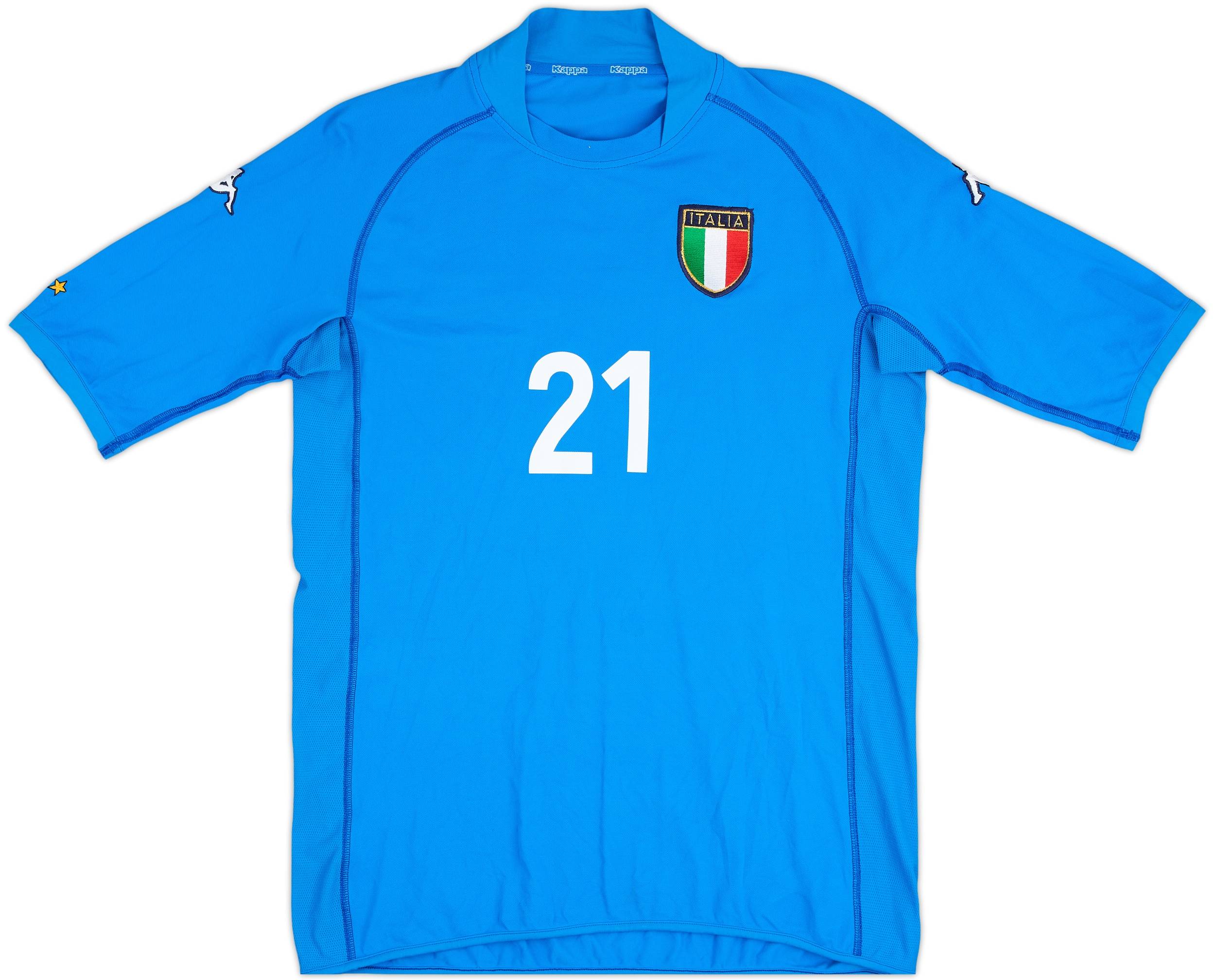 2002 Italy Home Shirt Vieri #21 - 9/10 - (XL)