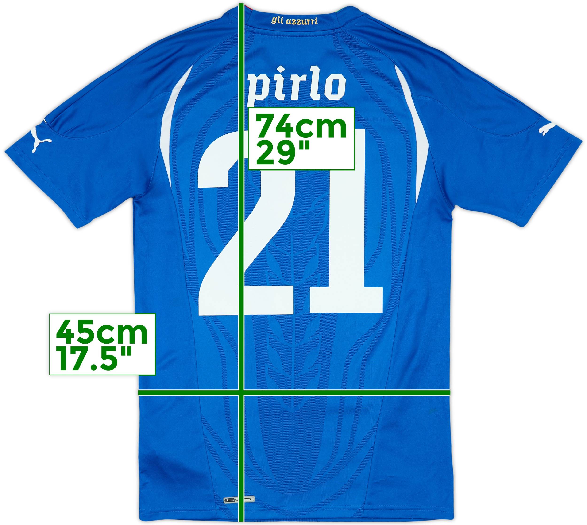 2010-12 Italy Home Shirt Pirlo #21 - 8/10 - (S)