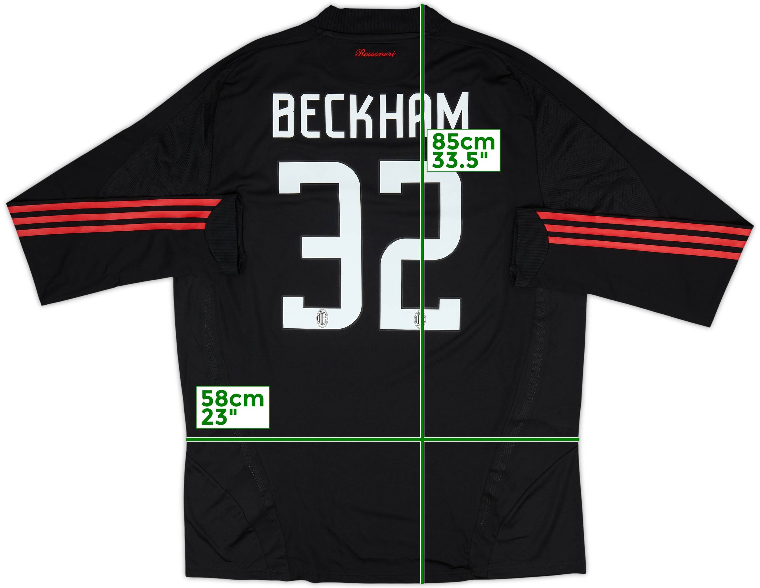 AC MILAN ミラン ユニフォーム ベナセル 2008-09 AC Milan Player Issue Third L/S Shirt Beckham #32 - 9/10