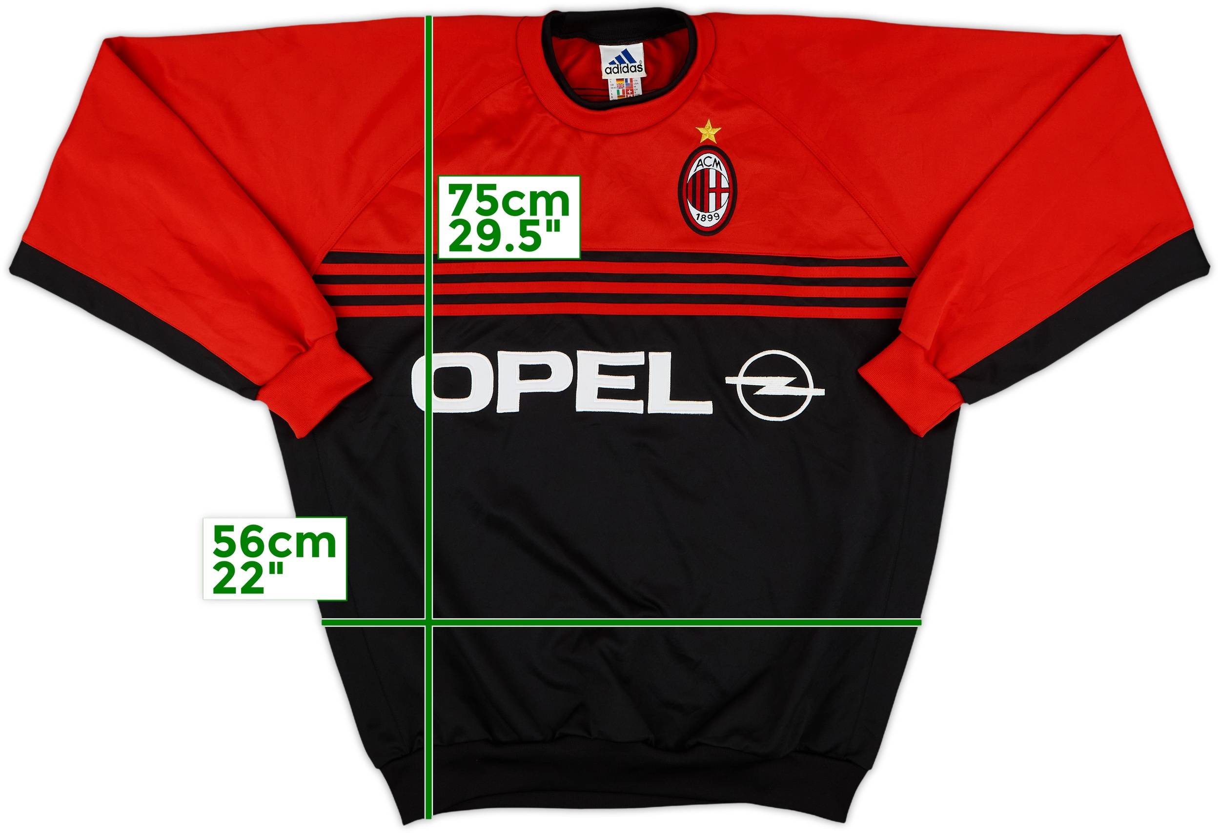 adidas ACミラン　1998/99 ユニフォーム　ゲームシャツ 1998-99 AC Milan adidas Sweat Top - 9/10 - (M)