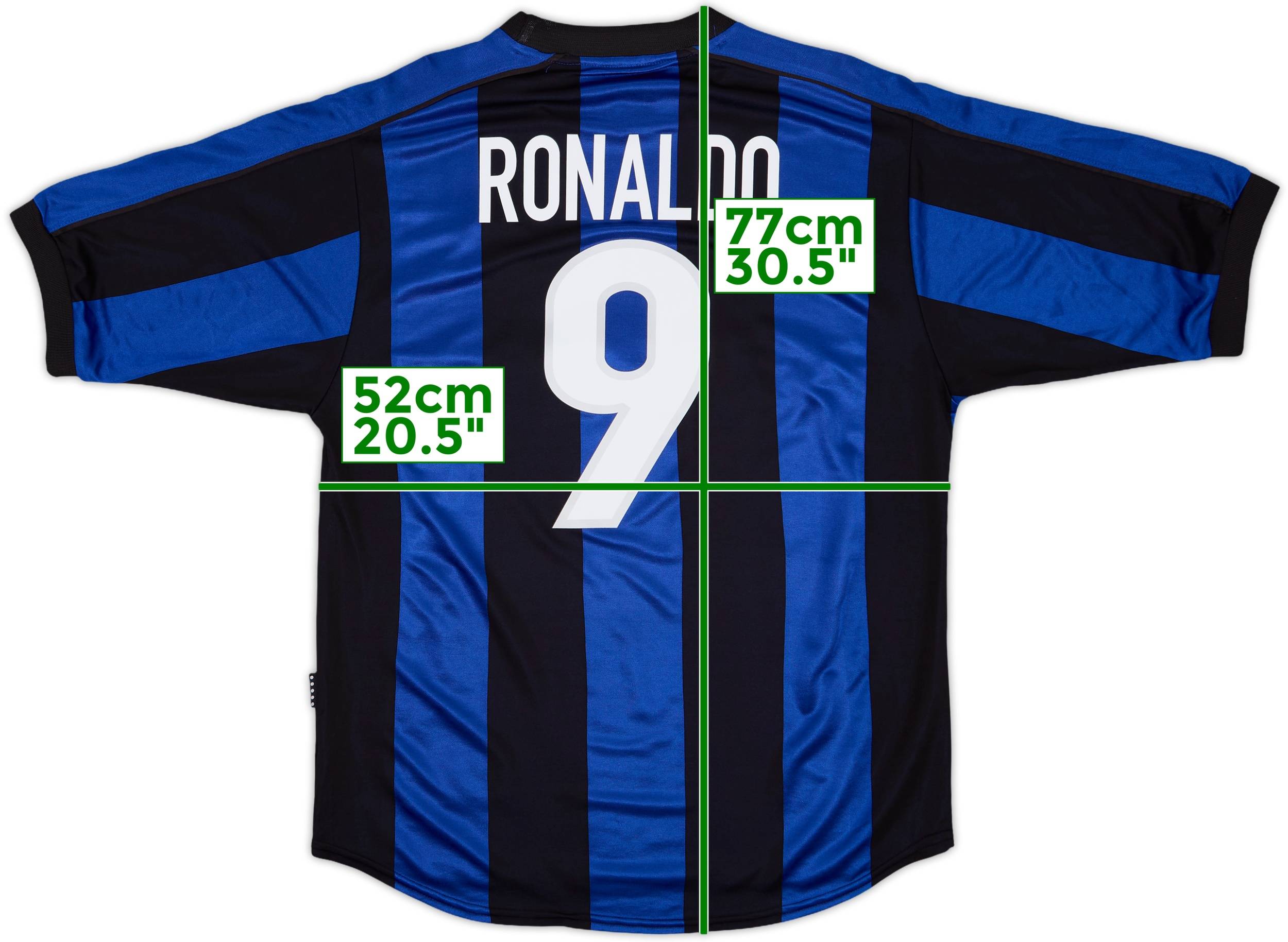 最終価格　90s Inter Milan Ronaldo サッカーTシャツ 1999-00 Inter Milan Home Shirt Ronaldo #9 - 6/10 - (M)