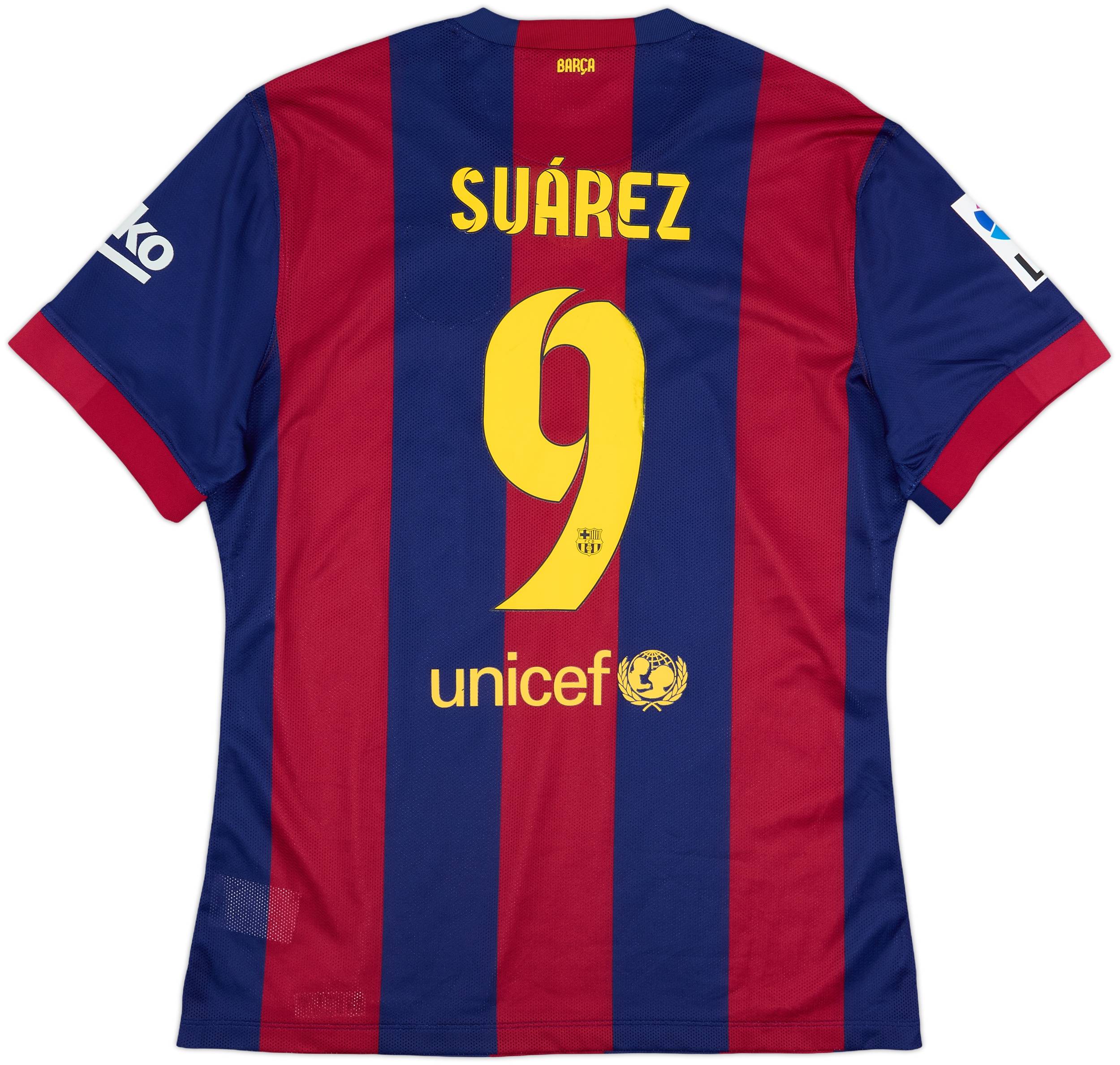 2014-15 Barcelona Authentic Home Shirt Suarez #9 - 7/10 - (XL)
