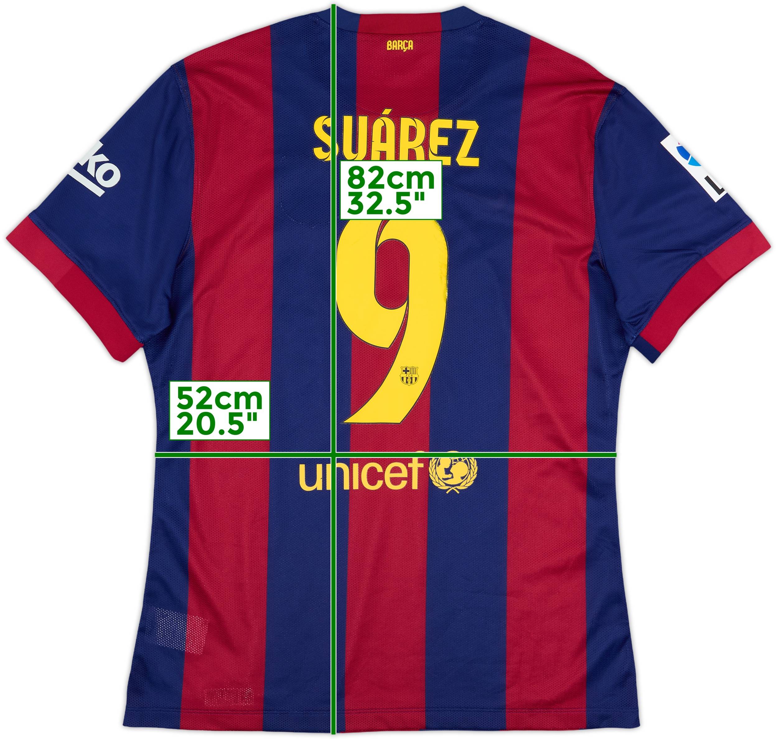 2014-15 Barcelona Authentic Home Shirt Suarez #9 - 7/10 - (XL)