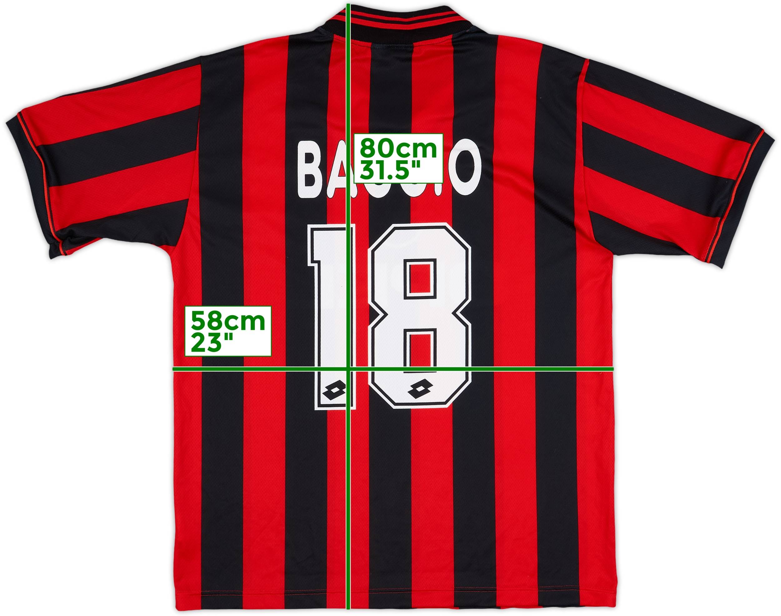ウェア AC MILAN #18 BAGGIO 1995-97 AC Milan Home Name Number Set #18 Roberto BAGGIO