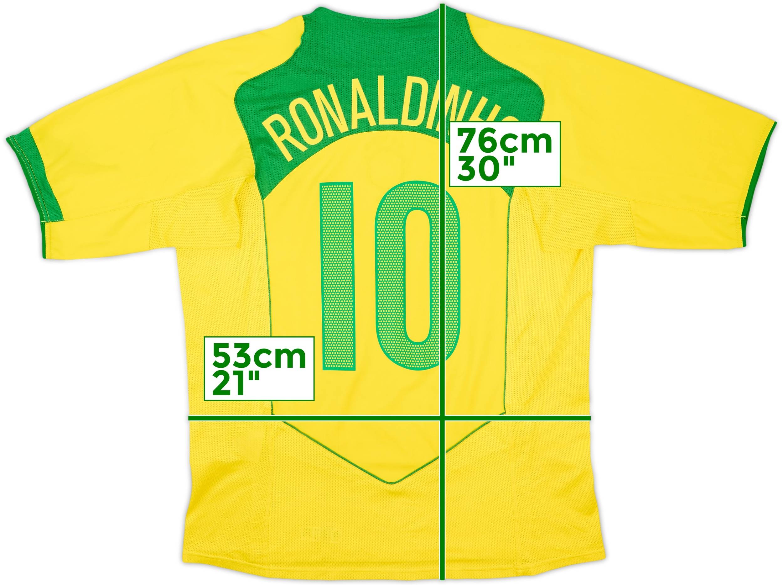 2004-06 Brazil Home Shirt Ronaldinho #10 - 7/10 - (L)