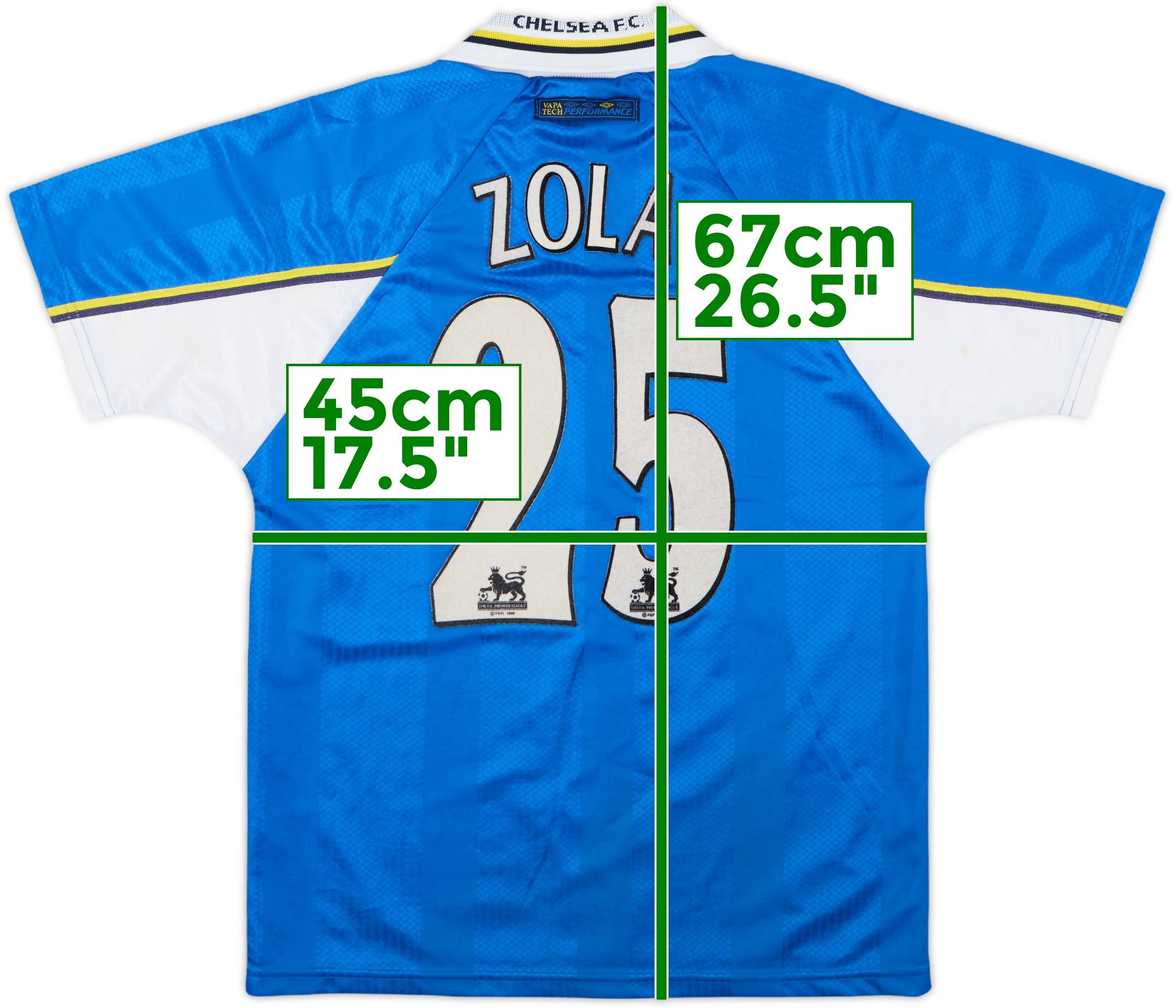 1997-99 Chelsea Home Shirt Zola #25 - 7/10 - (L.Boys)