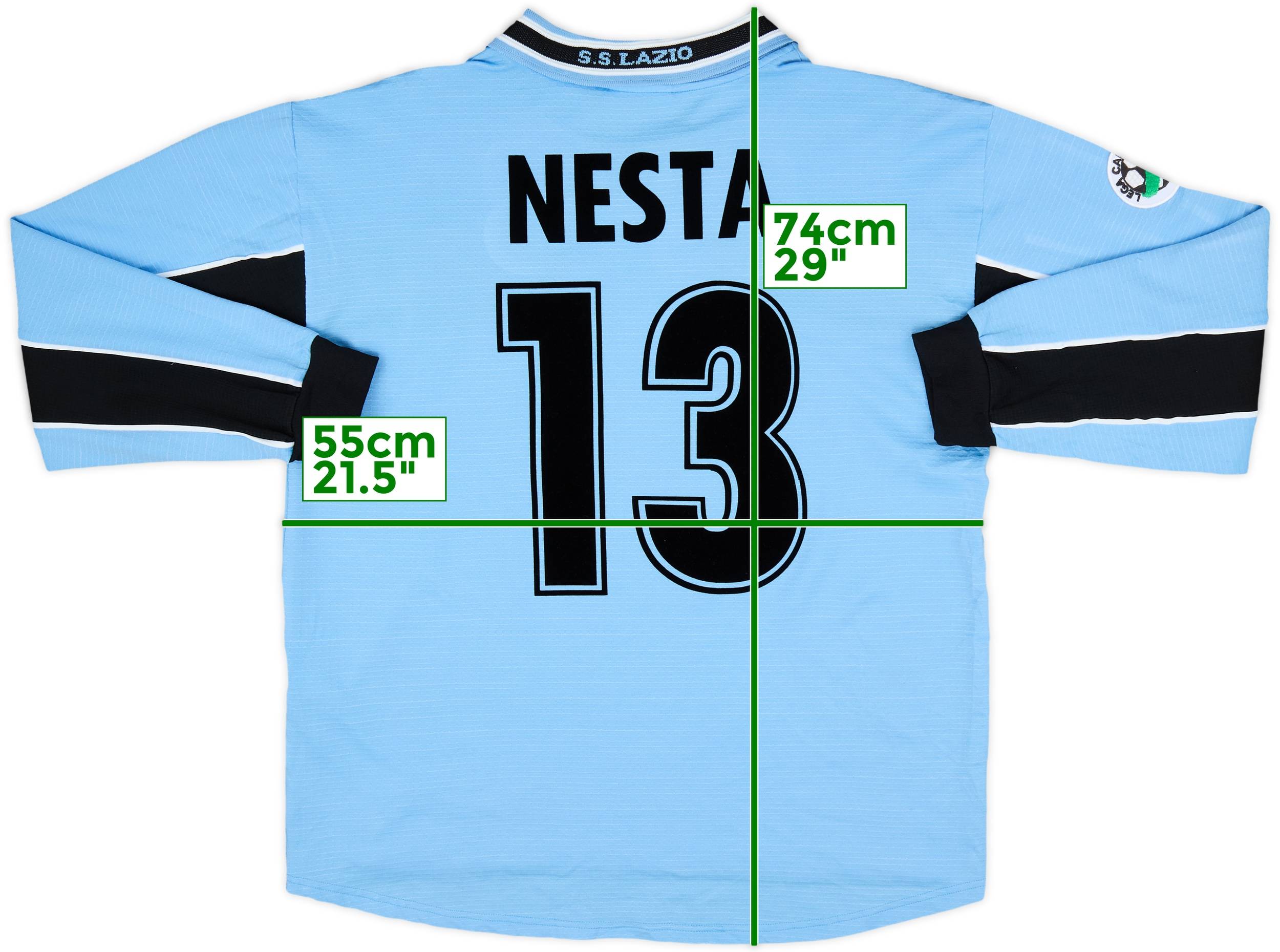 1998-00 Lazio Home L/S Shirt Nesta #13 - 7/10 - (L)