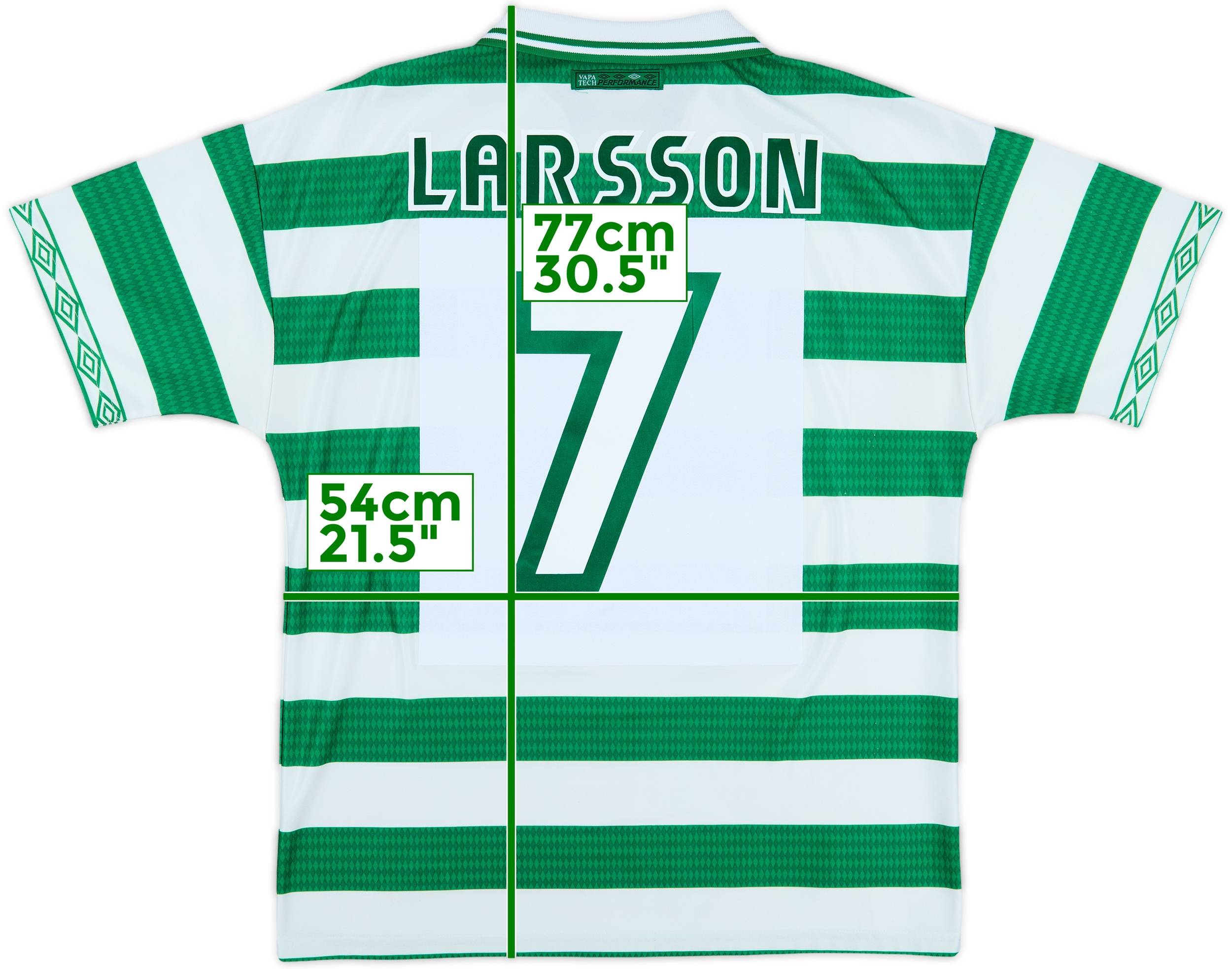 1997-99 Celtic Home Shirt Larsson #7 - 8/10 - (L)