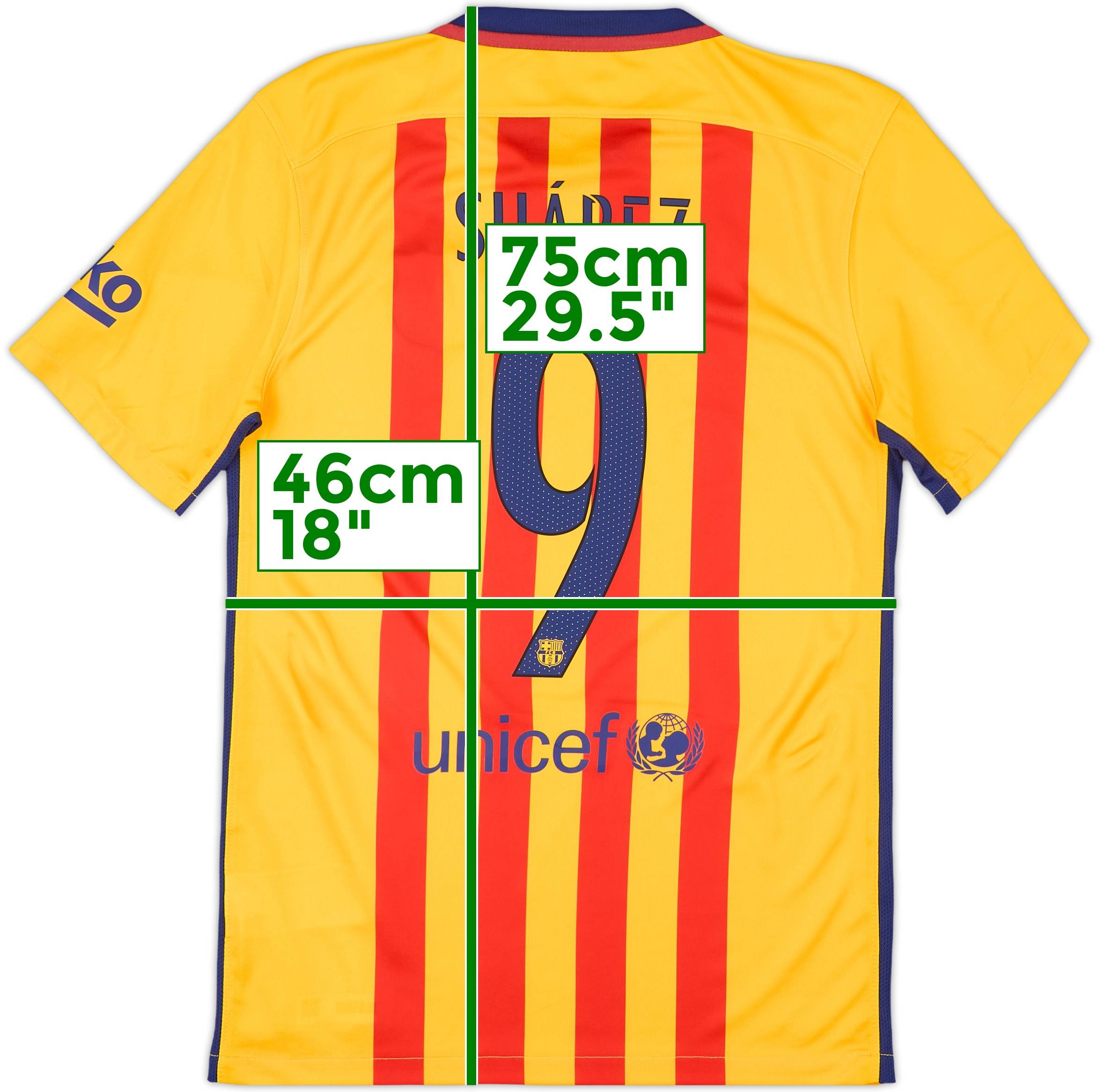 新品 バルセロナ SUÁREZ 9番 半袖 シャツ 2015年決勝戦 2015-16 Barcelona Away Shirt Suarez #9 (S)