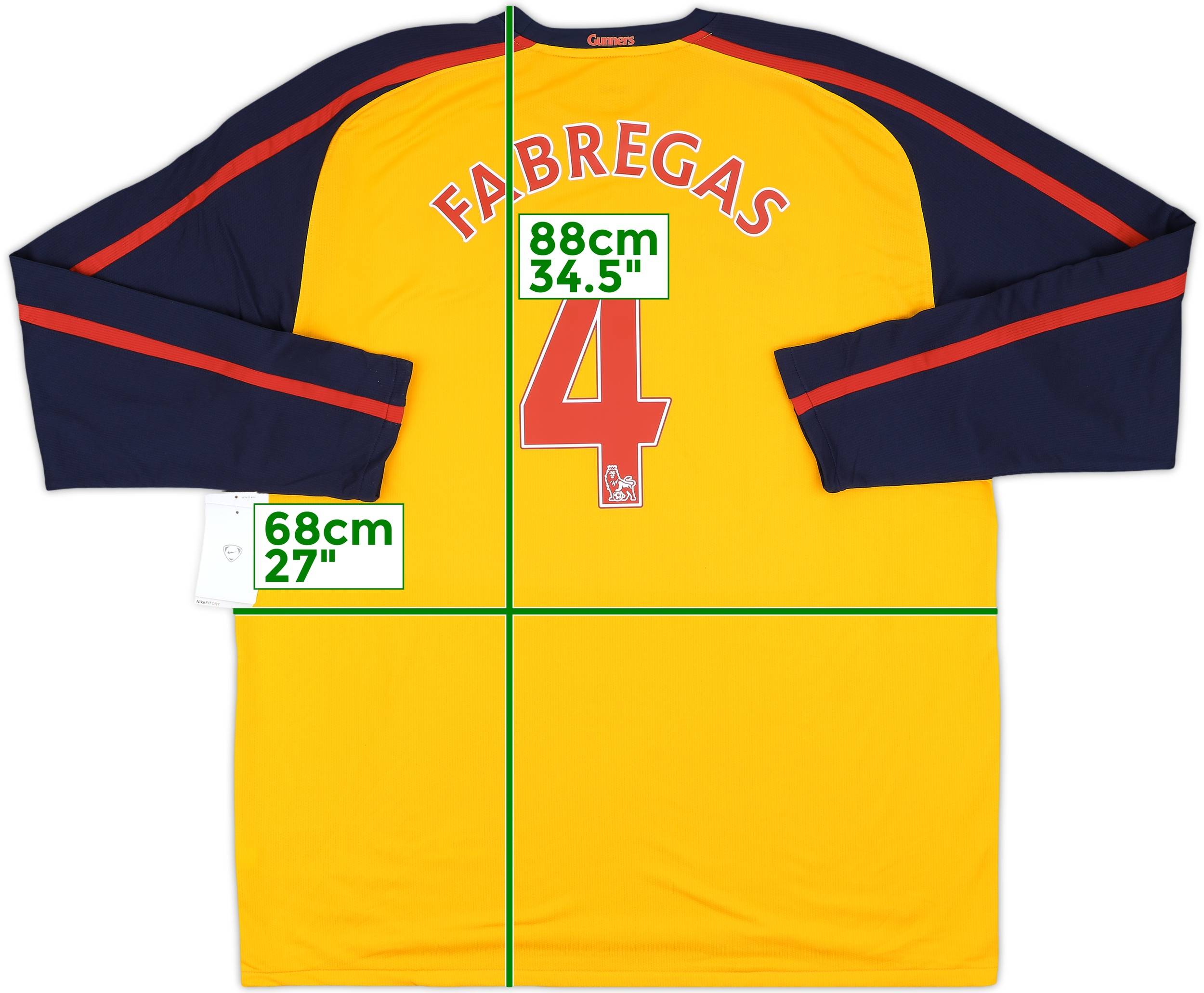アーセナル FABREGAS 4 2008-09 Arsenal Away L/S Shirt Fabregas #4 (XXL)