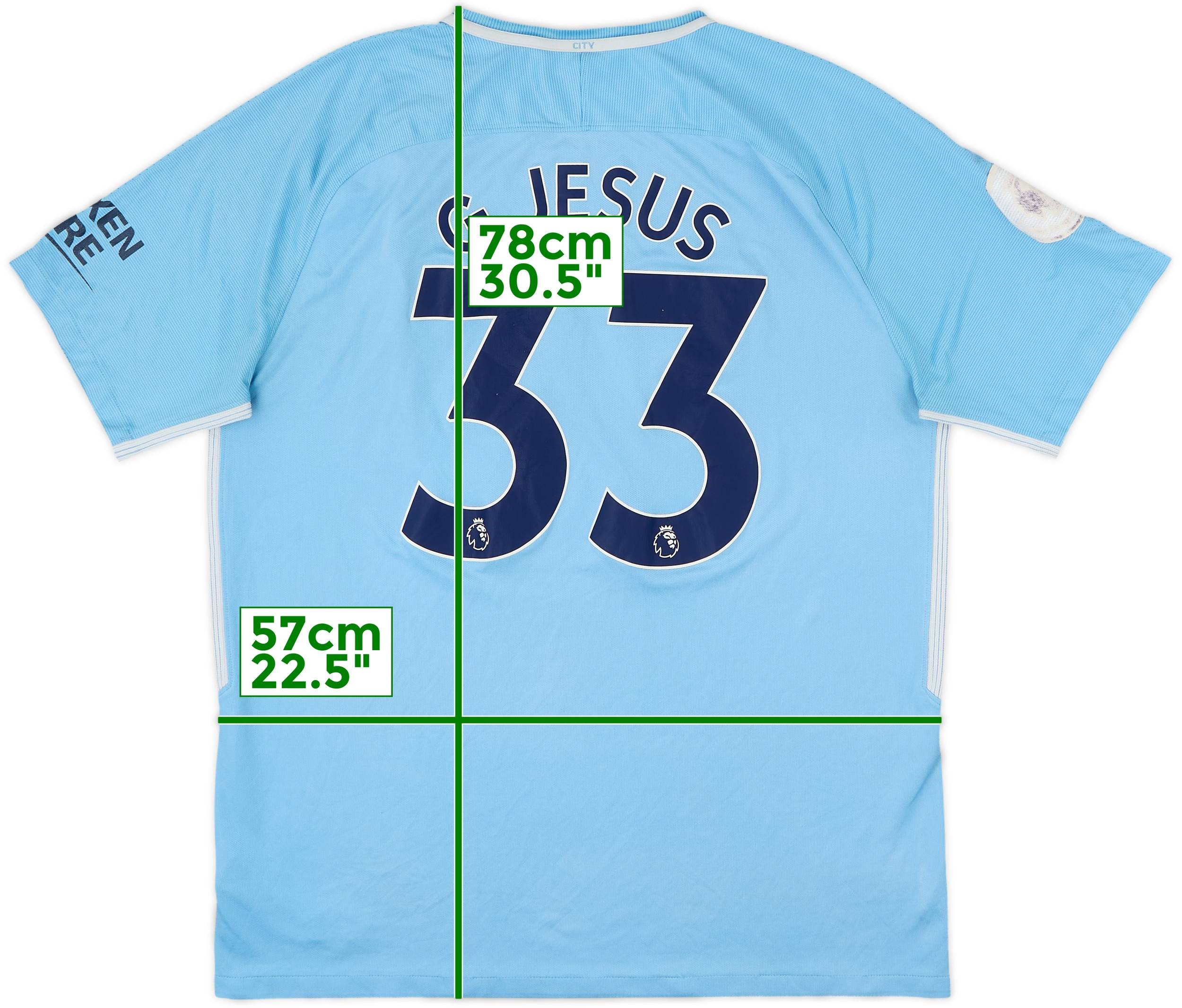 2017-18 Manchester City Home Shirt Jesus #33 - 5/10 - (XL)