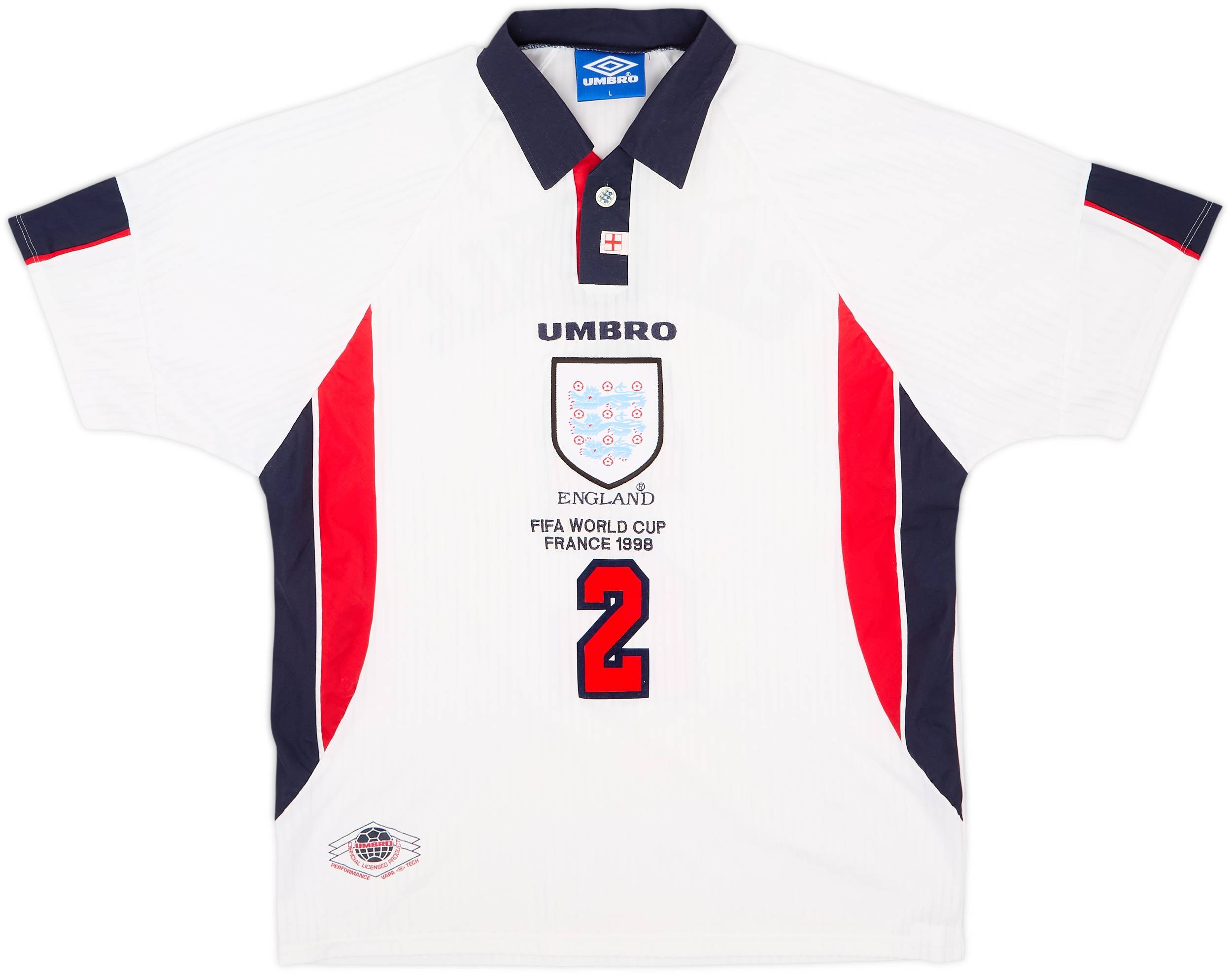 ウェア UMBRO England CAMPBELL football shirts 1997-99 England Home Shirt Campbell #2 - 8/10 - (L)