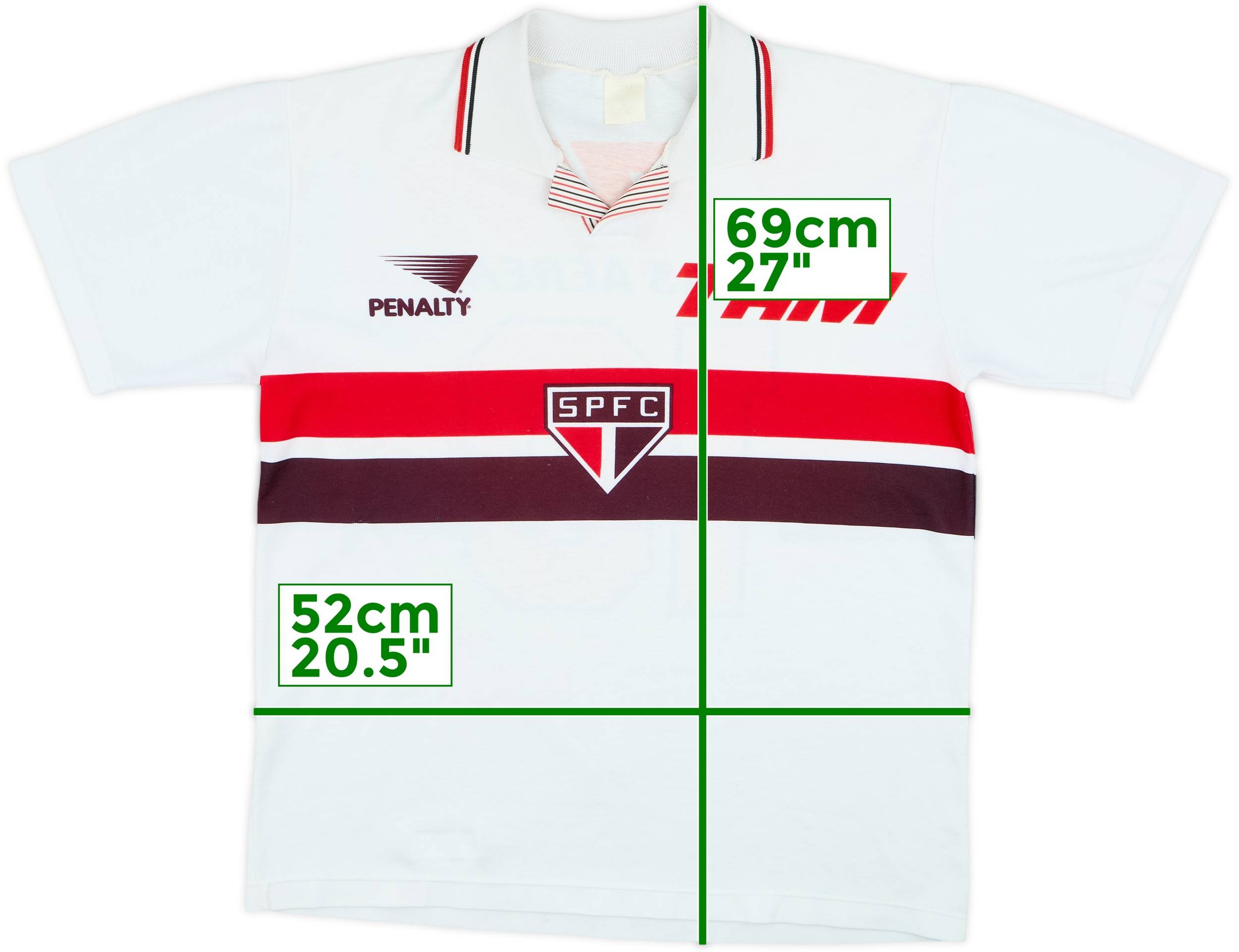 São Paulo FC Penalty シャツ 10 1994 Sao Paulo Home Shirt #10 (Juninho) - 8/10 - (M)