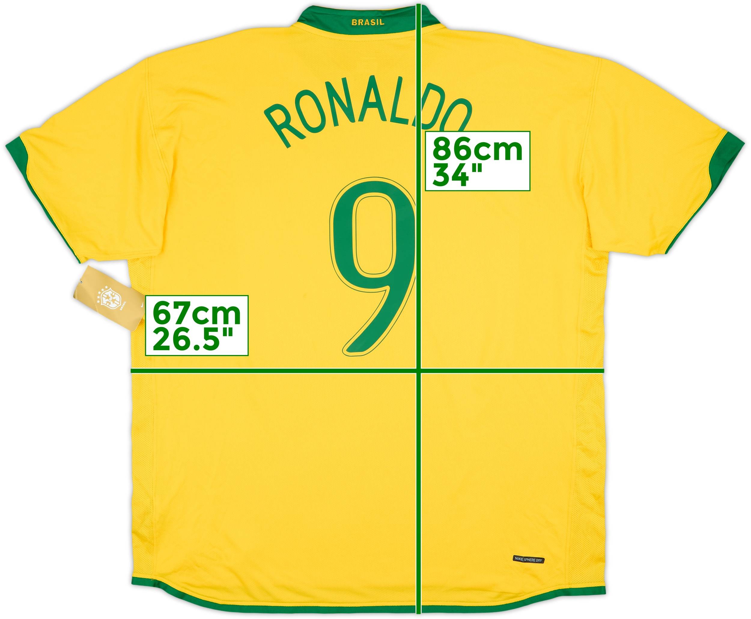 2006-08 Brazil Home Shirt Ronaldo #9 (3XL)