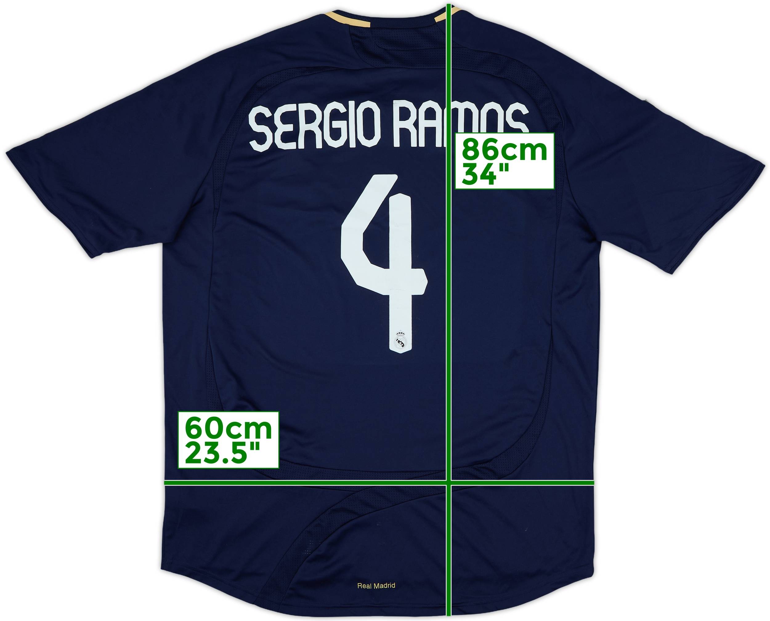 Sergio Ramos Real Madrid アウェイジャージ 2007-08 Real Madrid Away Shirt Sergio Ramos #4 (XL)