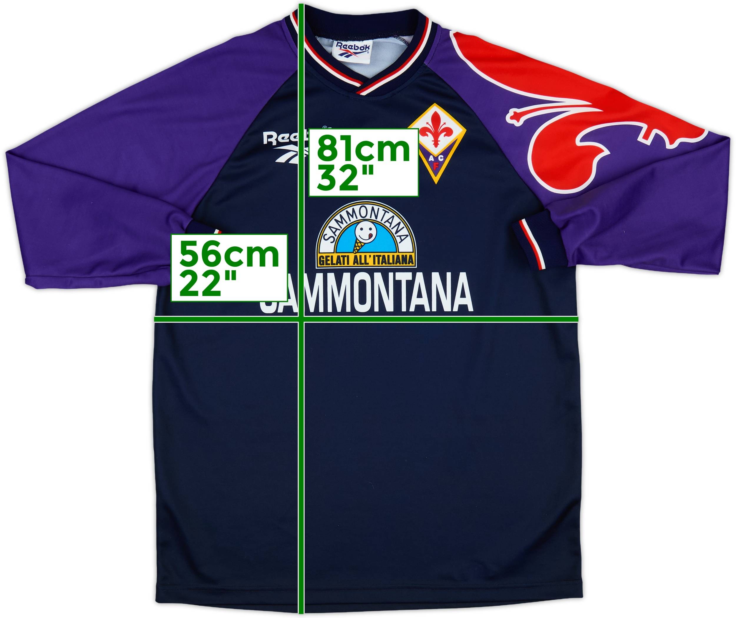 ウェア 1990's Reebok L/S uniform FIORENTINA FIORENTINA 1995/1996 HOME FOOTBALL SHIRT REEBOK VINTAGE