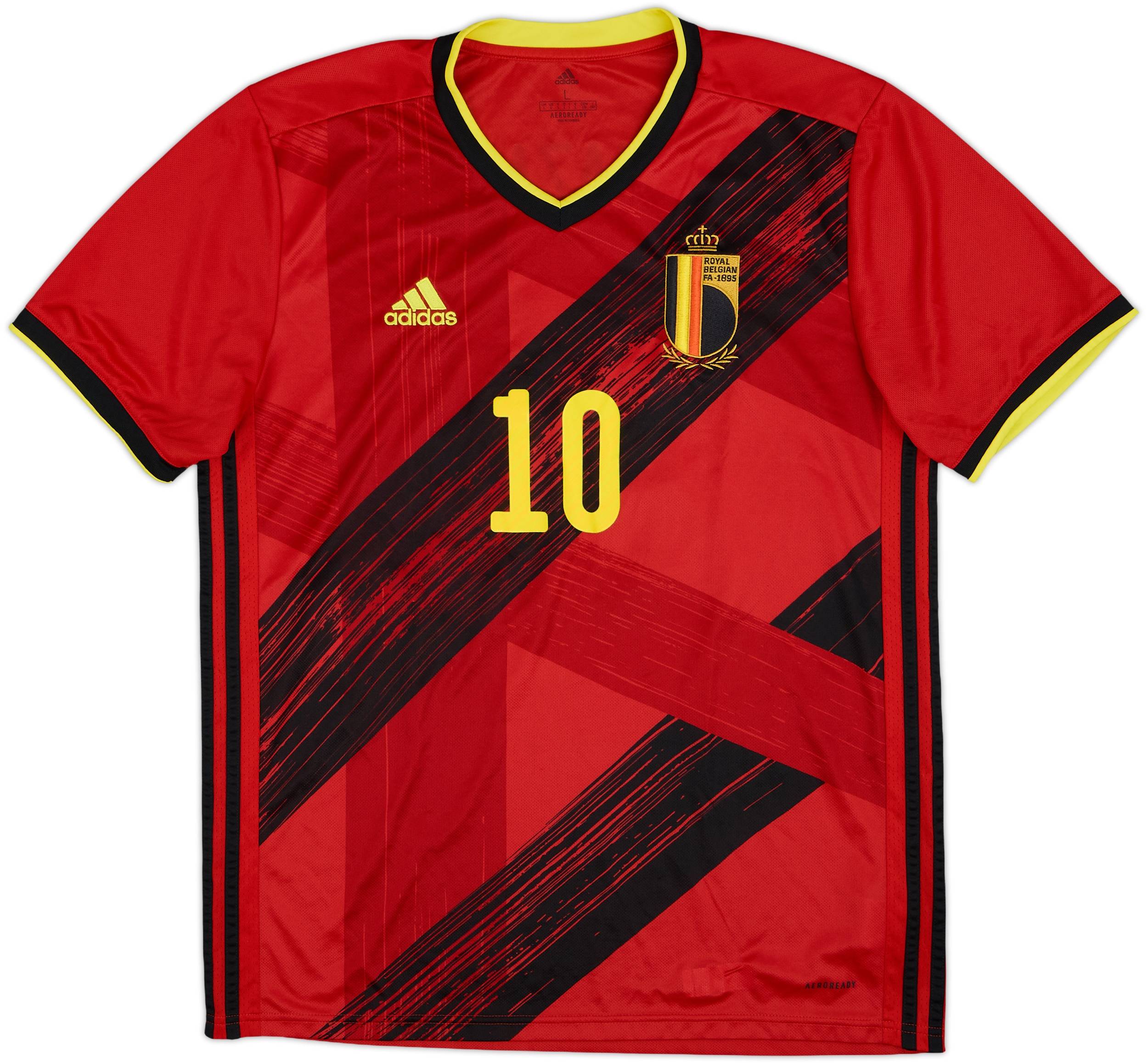 adidas Belgium E. HAZARD 10 ユニフォーム 2020-21 Belgium Home Shirt E.Hazard #10 - 8/10 - (L)