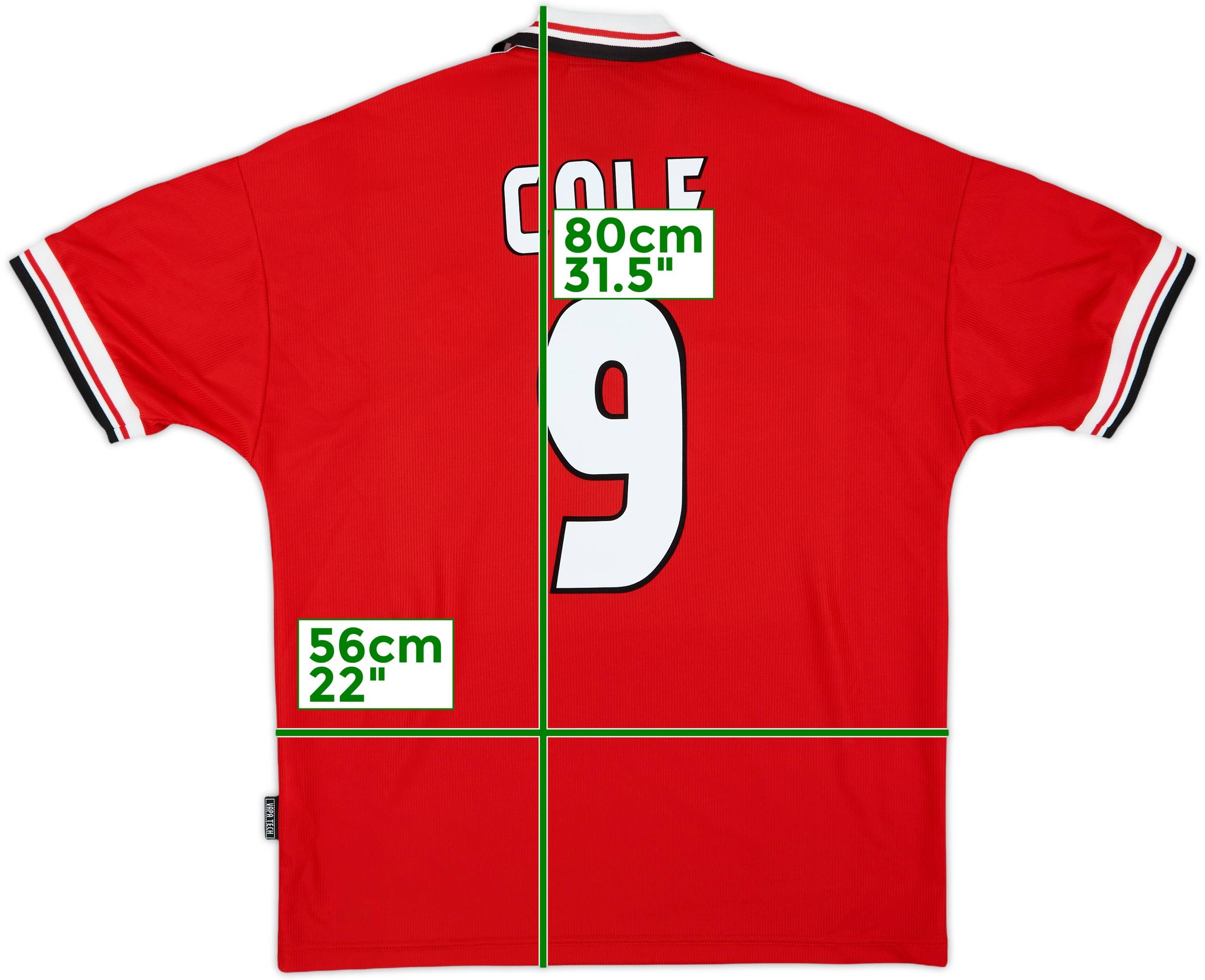 1998-00 Manchester United Home Shirt Cole #9 - 9/10 - (L)