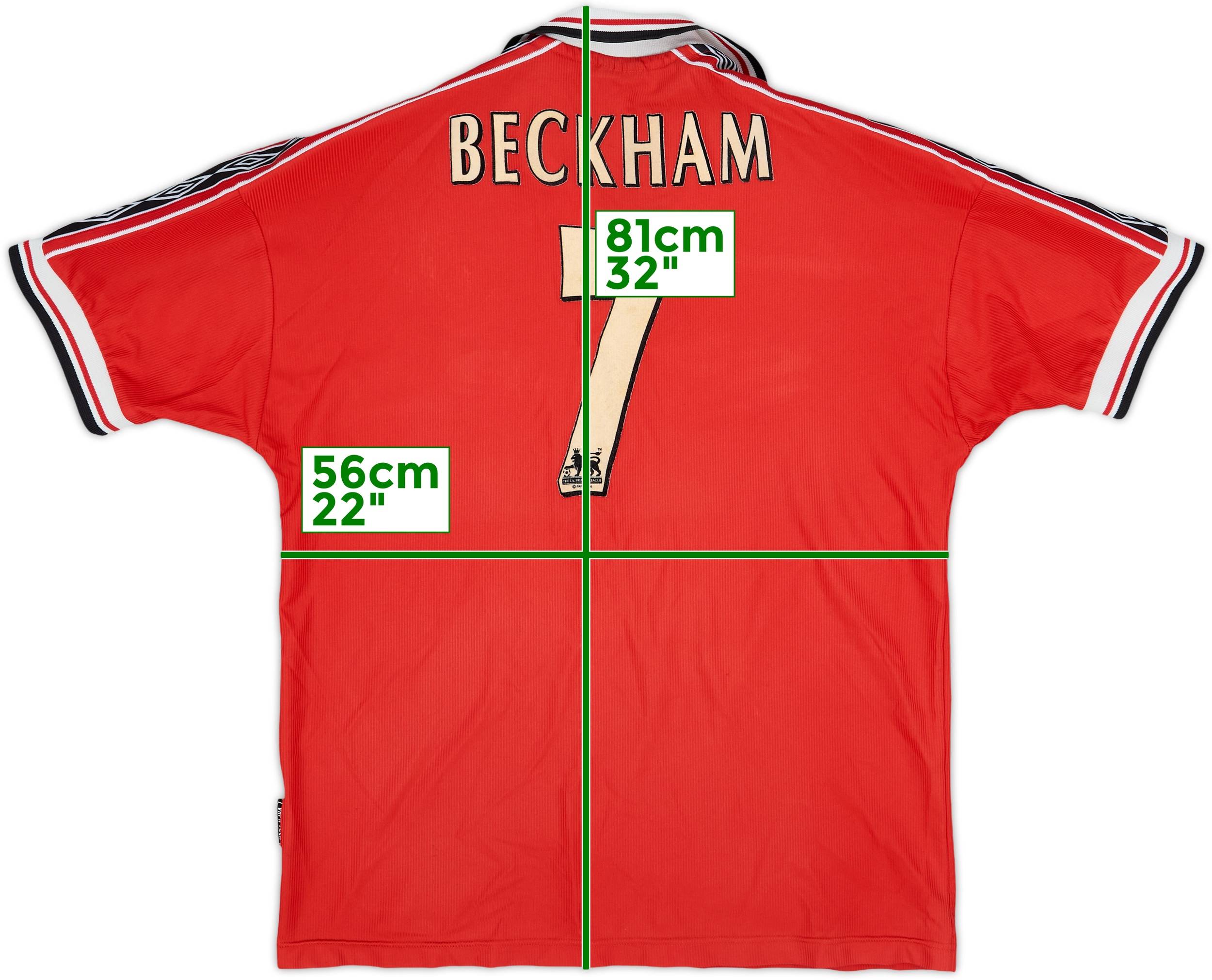 1998-00 Manchester United Home Shirt Beckham #7 - 6/10 - (XL)